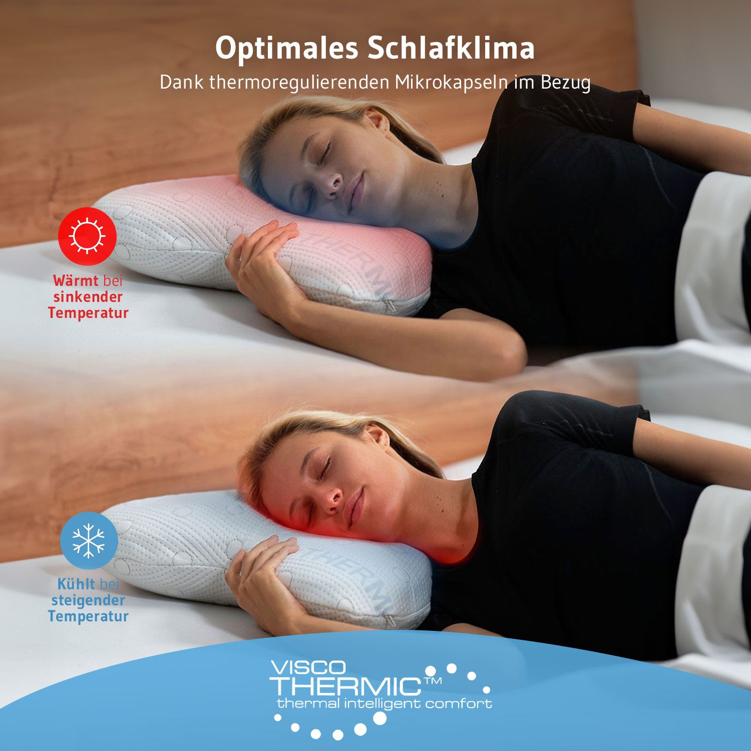Third of Life Kopfkissen ACAMAR Thermic, Füllung: 100% ViscoSchaum COSYPUR, Bezug: Thermoregulierender Bezug, Seitenschläfer, Seitenkippschläfer, Orthopädisches – Bild 4 von 5