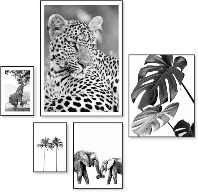 Reinders! Wandbild »Wildtiere Afrika - Botanisch - Natur - Monstera«, (5 Stück)-Otto
