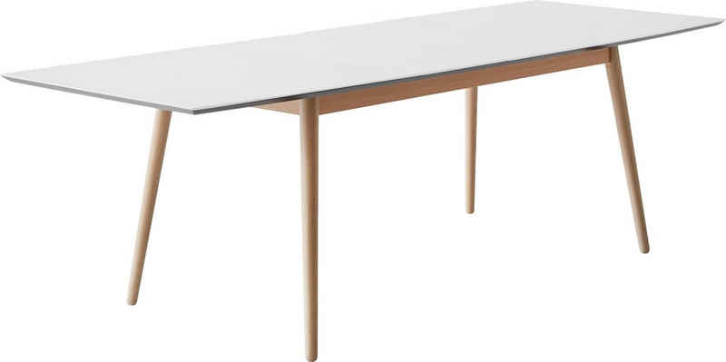 Hammel Furniture Esstisch Meza by Hammel, bootsförmige Tischplatte MDF, Gestell aus Massivholz, 2 Einlegeplatten