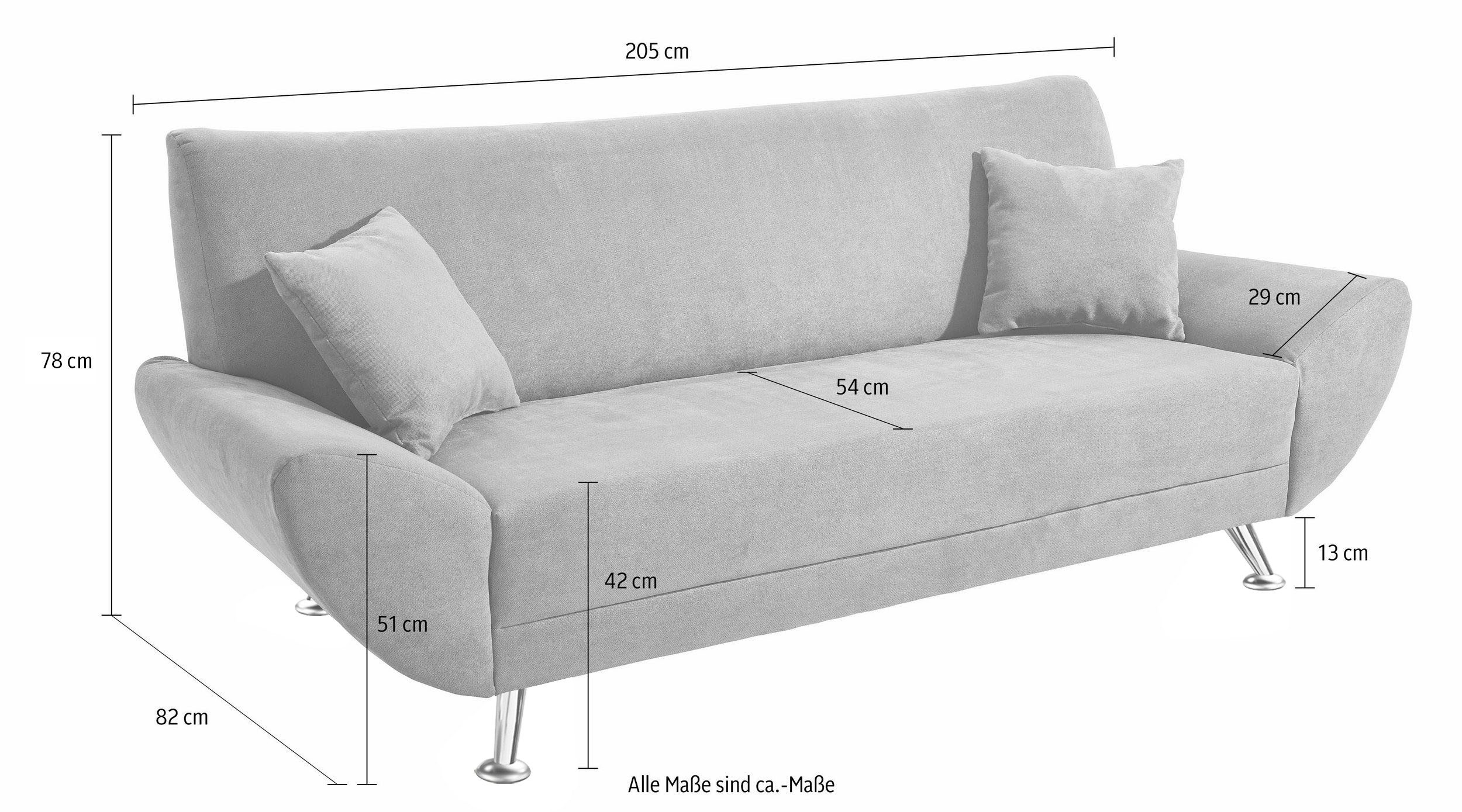 Home affaire 3-Sitzer Saltare elegant & komfortabel, toller Designfuß, bequem, Breite 205cm – Bild 3 von 5