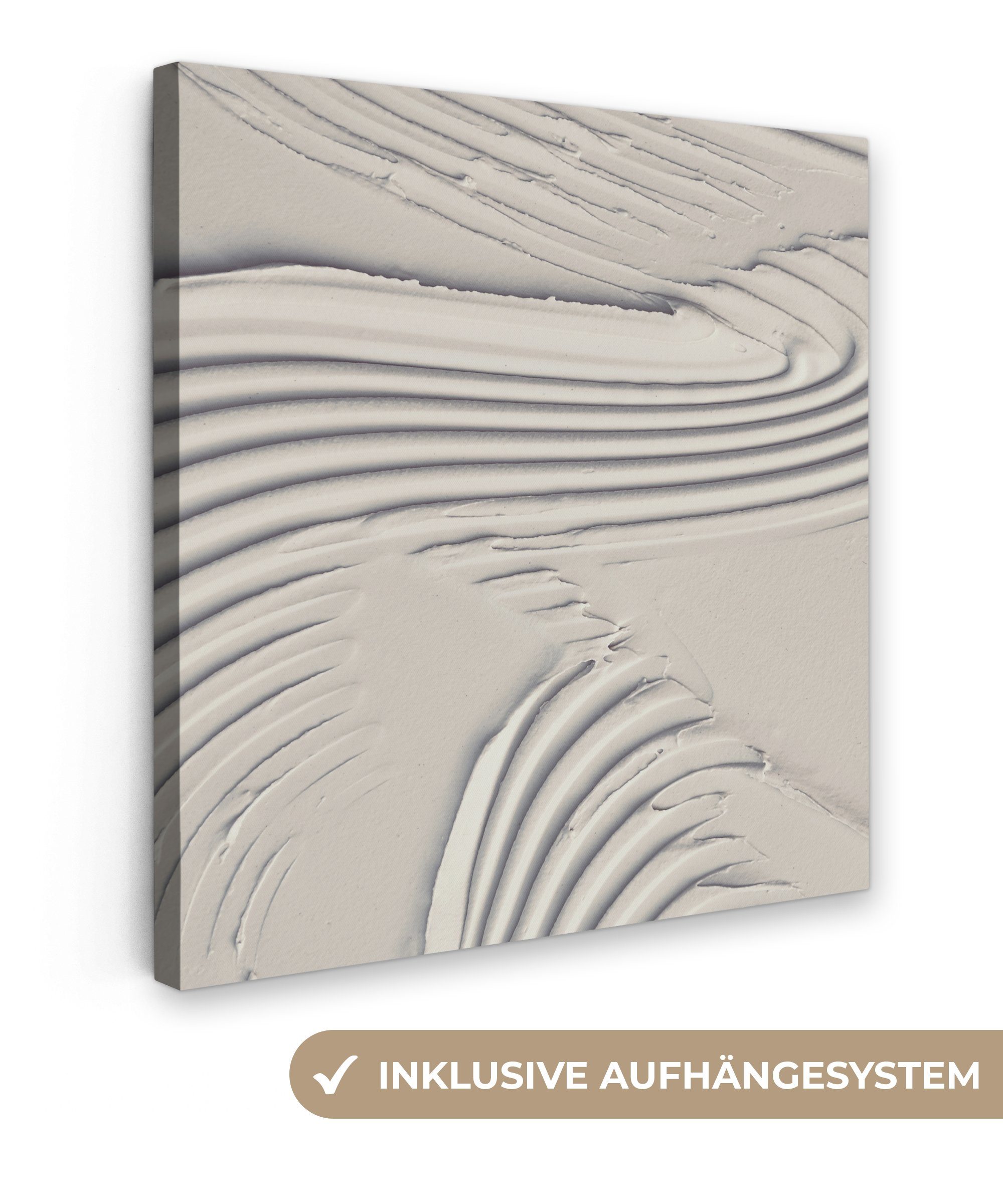 OneMillionCanvasses® Leinwandbild Abstrakt - Kunst - Linien - Weiß, Weiß (1 St), Wandbild, Deko Schlafzimmer Wohnzimmer 20x20 cm