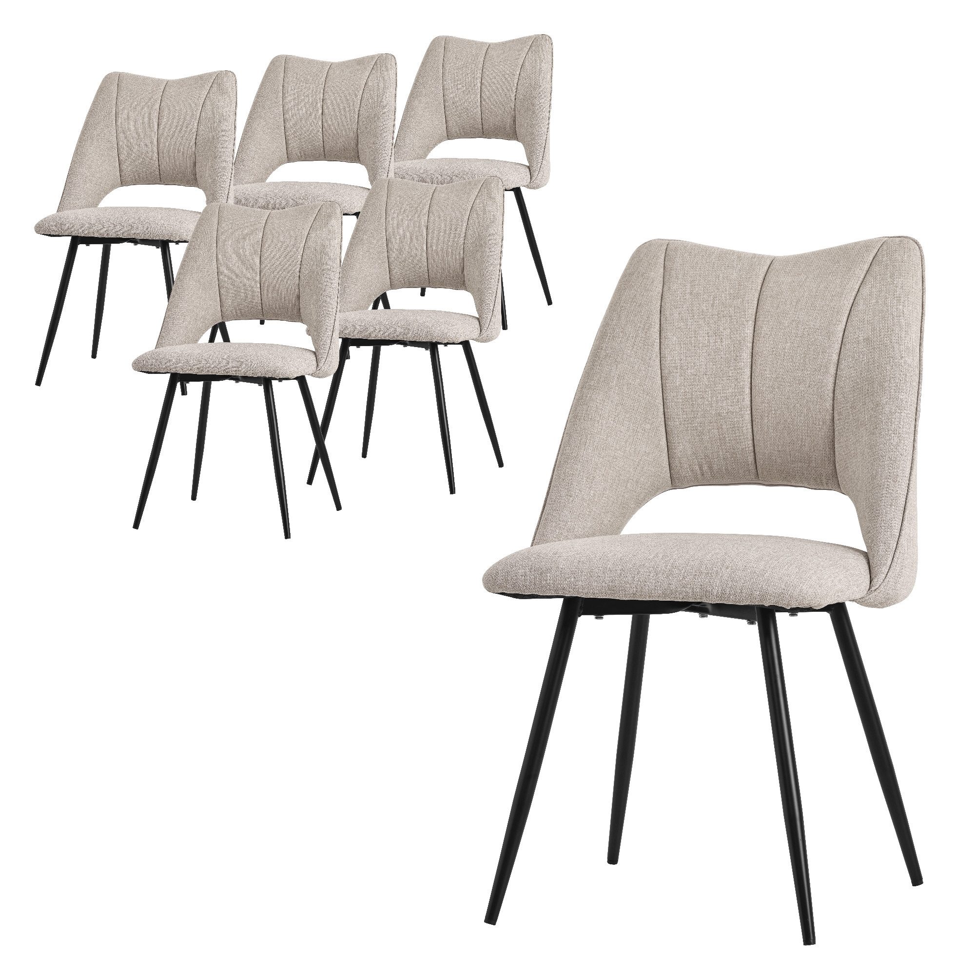 ML-DESIGN Stuhl Esszimmerstühle mit Rückenlehne moderne Design Lounge Küchenstühle (6 St), Polsterstuhl Esstischstühle 6er Set Clubsessel Polyester bis 120kg