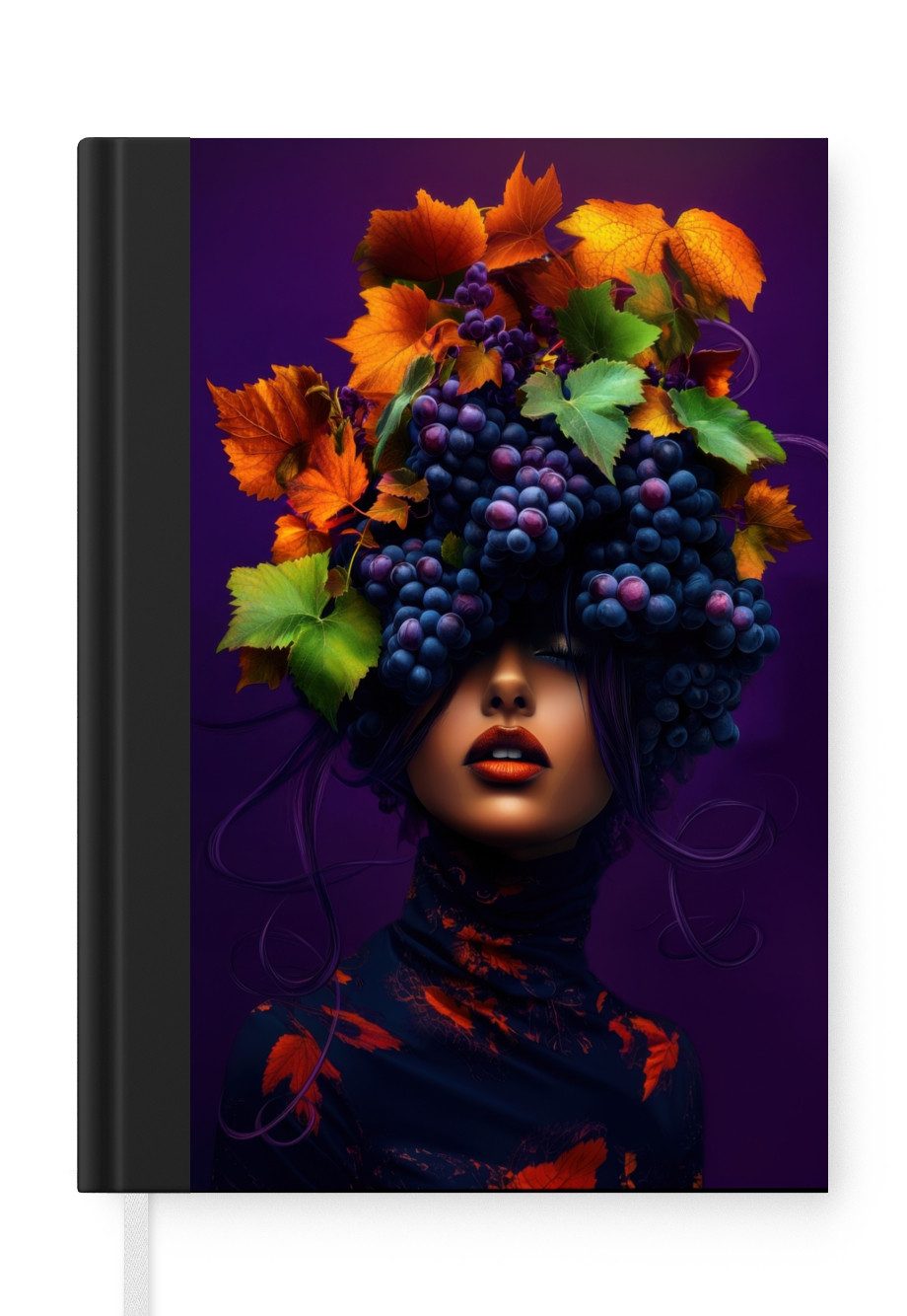 MuchoWow Notizbuch Frau - Lila - Weintrauben, Notebook, Notizblock a5, Tagebuch, Journal Liniert