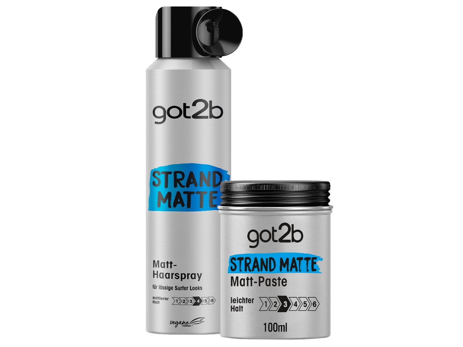 got2b Haarspray Strand Matte (1x 200ml) & Matt-Paste Strand Matte (1x 100ml), Spar-Set, 2-tlg., längeren Halt, ohne Beschweren