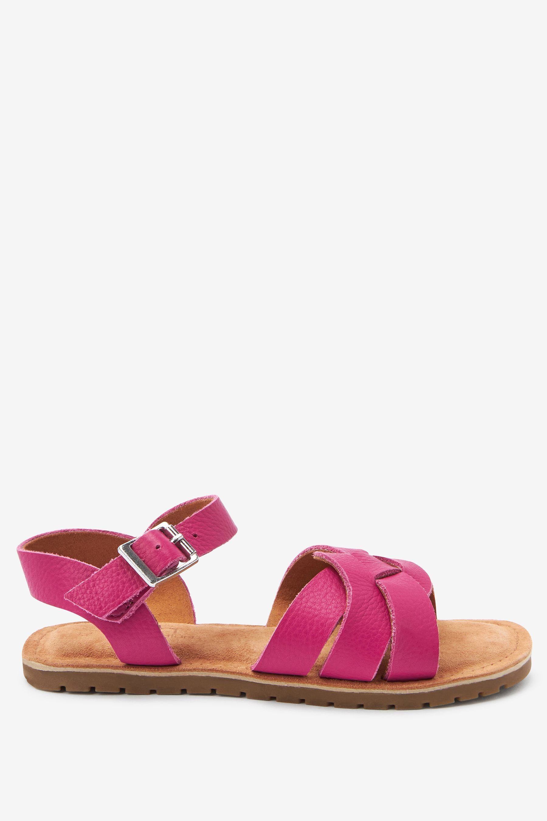 Next Geflochtene Ledersandalen - Breite Passform Sandale (1-tlg) Pink