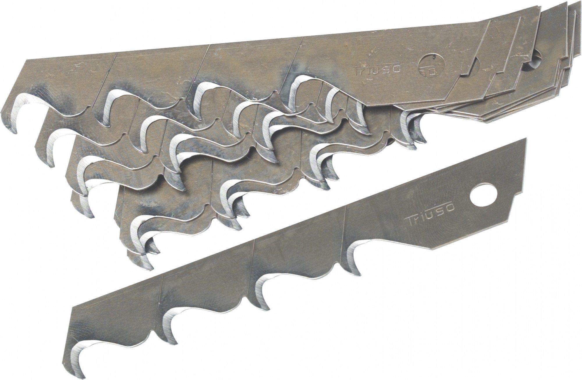 Triuso Cuttermesser Hakenklingen Abbrechklingen 100mm x 18mm, (50 Stück),  in Vorratsbox