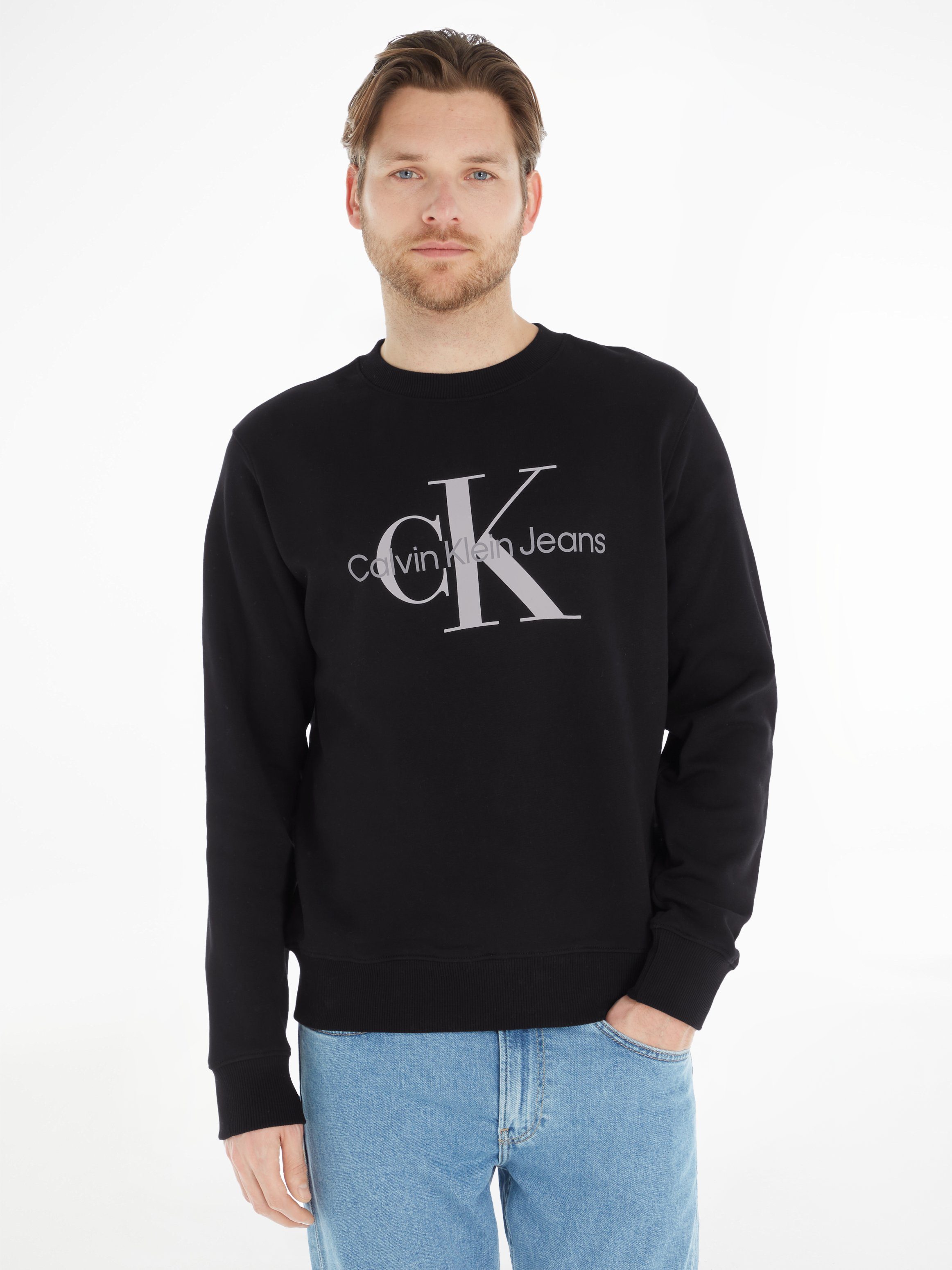 Calvin Klein Jeans Sweatshirt ICONIC MONOGRAM CREWNECK CK Black