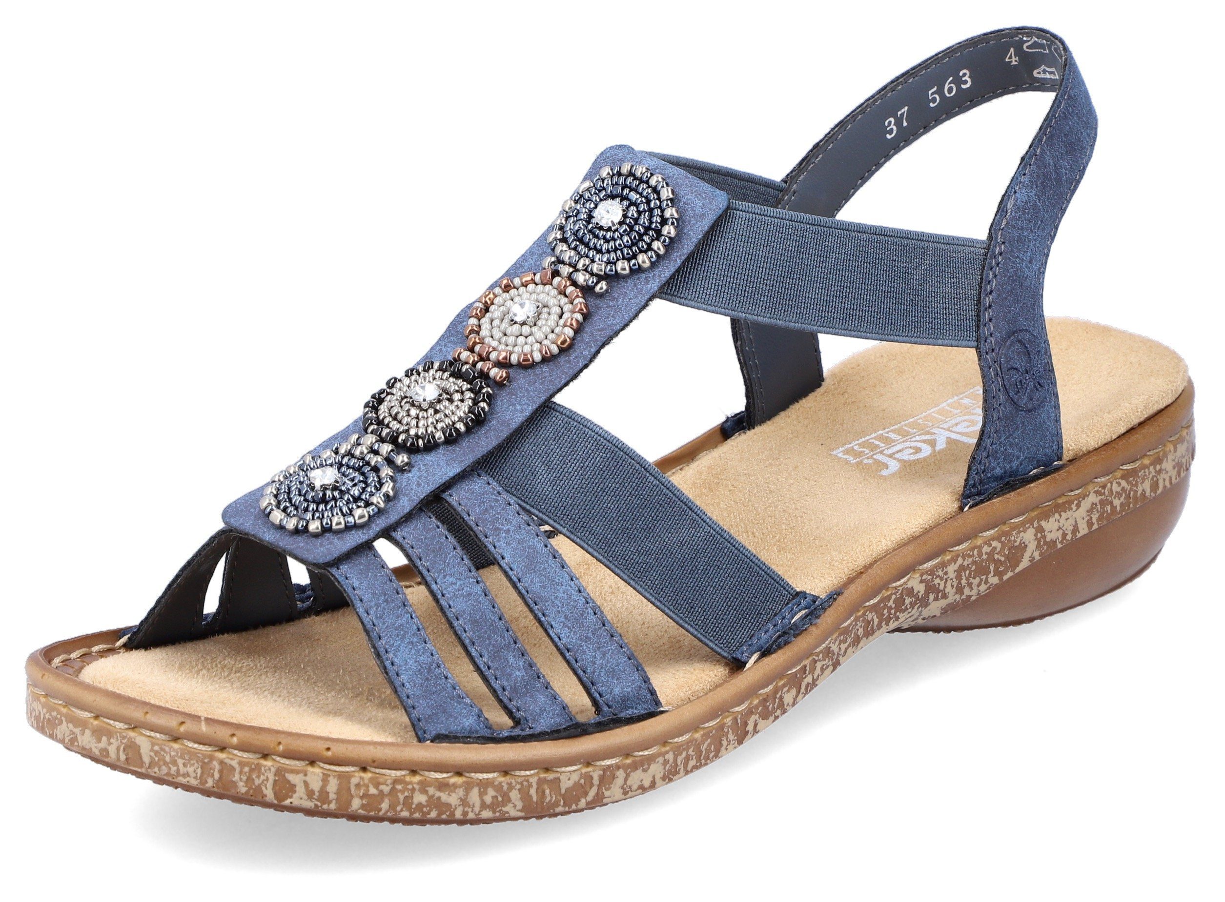 Rieker Riemchensandale, Sommerschuh, Sandalette, Keilabsatz, mit Zierperlen günstig online kaufen