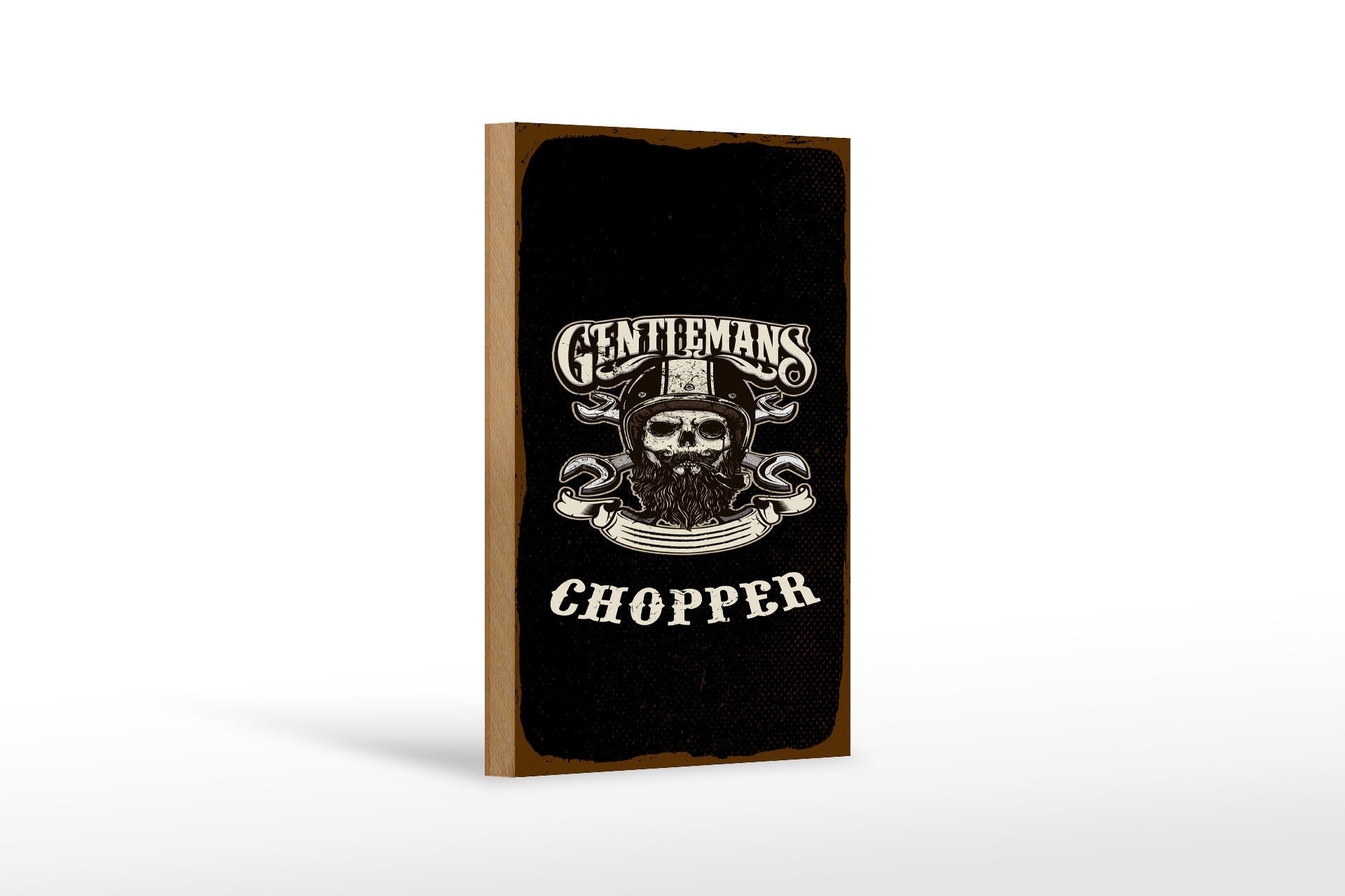 Femer GmbH Holzbild Hinweis 12x18 cm Gentlemans Chopper Motorrad, (1 St), Glatte Holzfaserplatte (MDF), vorn beschichtet