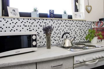 Mosani Fliesenaufkleber 4 Stk. selbstklebende Vinyl Klebefliesen Wanddeko (Set, 4-teilig), Spritzwasserbereich geeignet, Küchenrückwand Spritzschutz