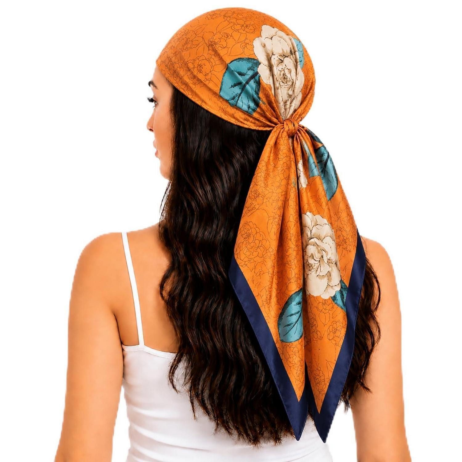 LuxusKollektion Bandana Schal Damen bunt 90x90cm Blume, (1-St)