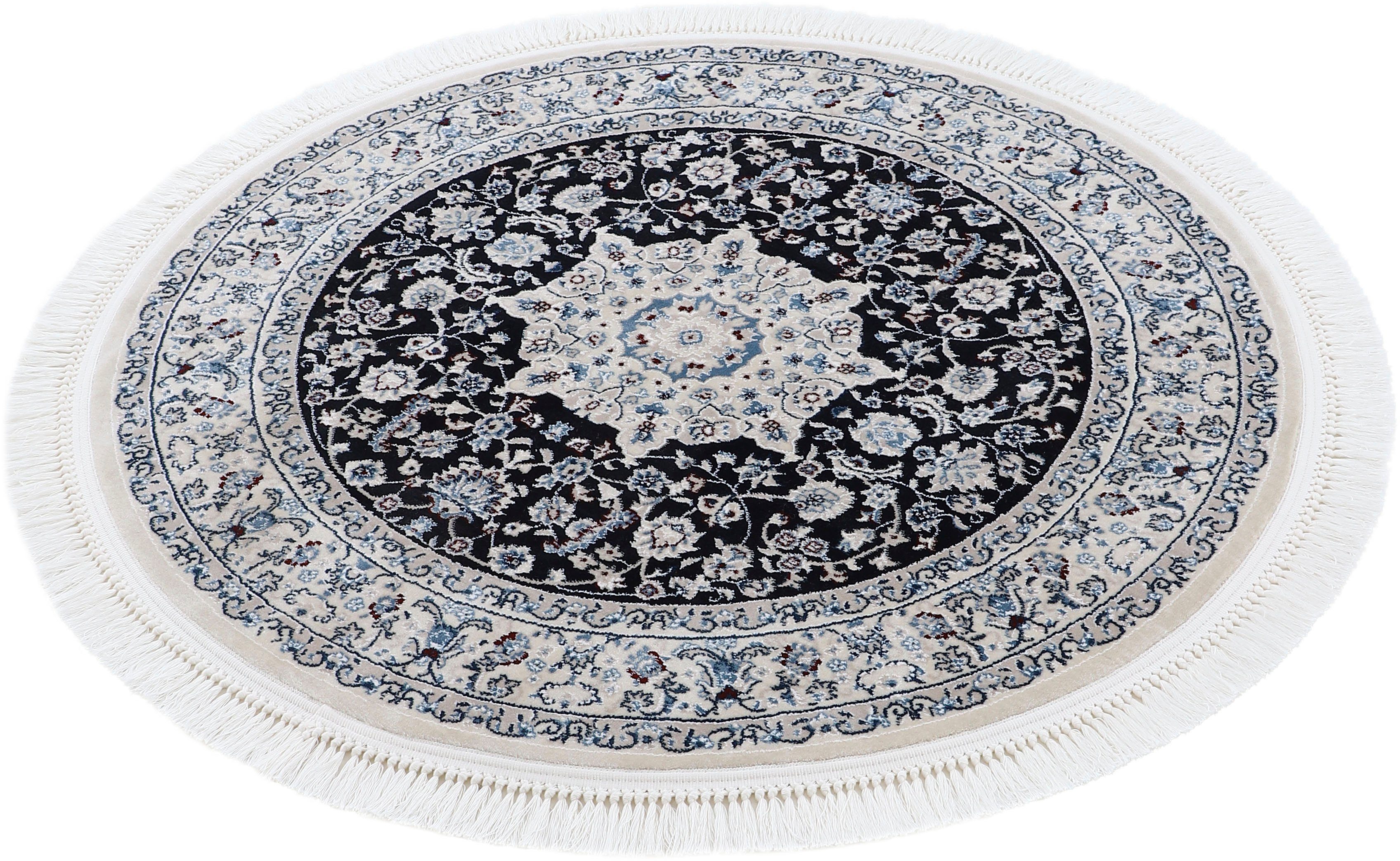 Teppich Nain Diane, carpetfine, dunkelblau Höhe: Look 8 mm, Kurzflorteppich, Orient rund