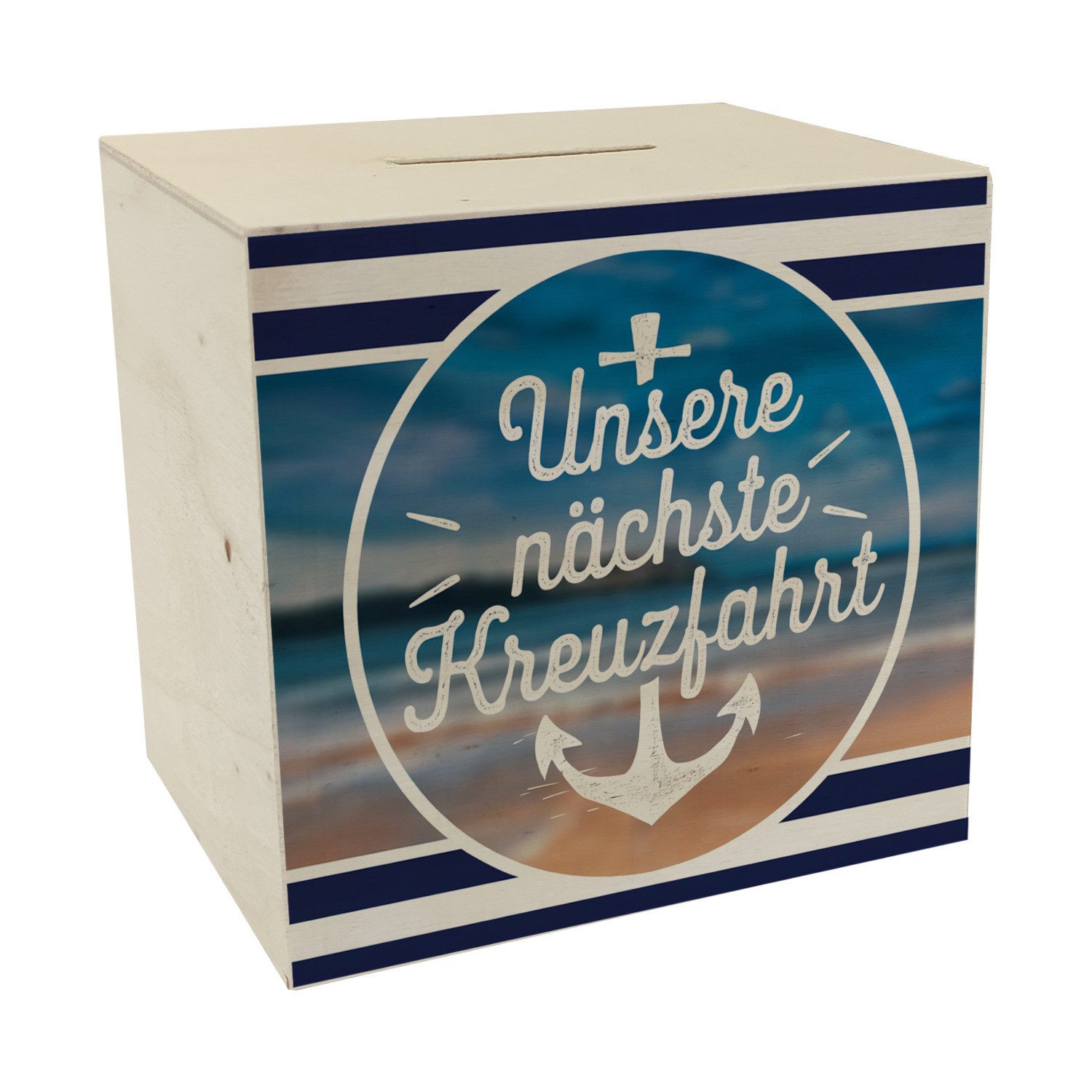 speecheese Spardose Maritime Spardose aus Holz - Unsere nächste KREUZFAHRT