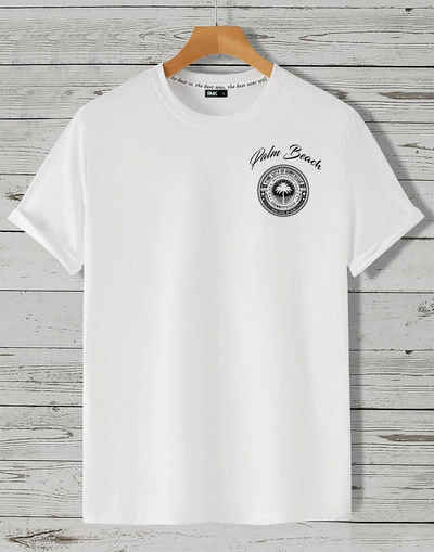RMK T-Shirt Herren Shirt Basic Rundhals mit Bedruckung Palme Palm Beach aus Baumwolle