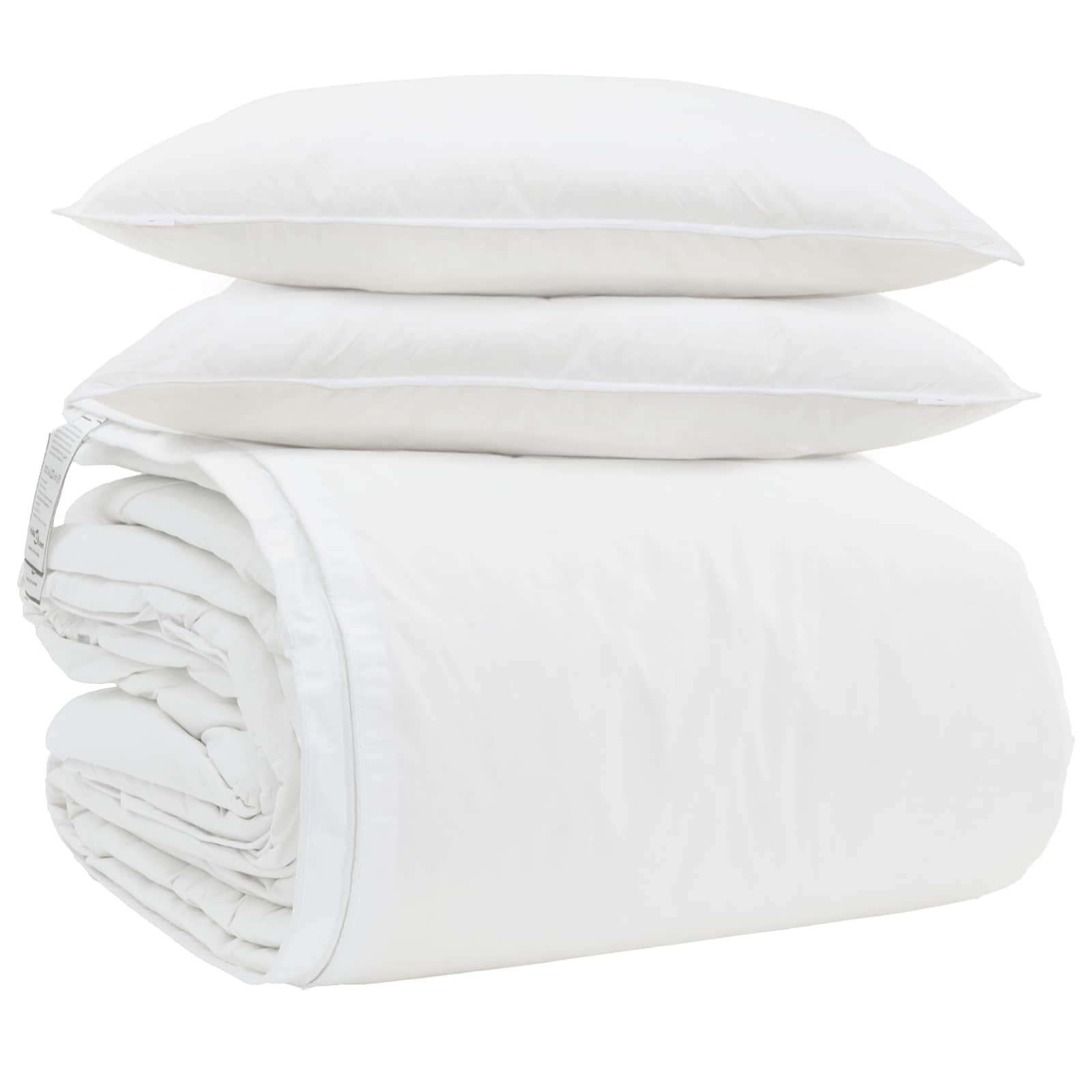vidaXL Bett Bettdecken Set mit Kissen 3 stk. Weiß Daunenfeder (3-tlg)
