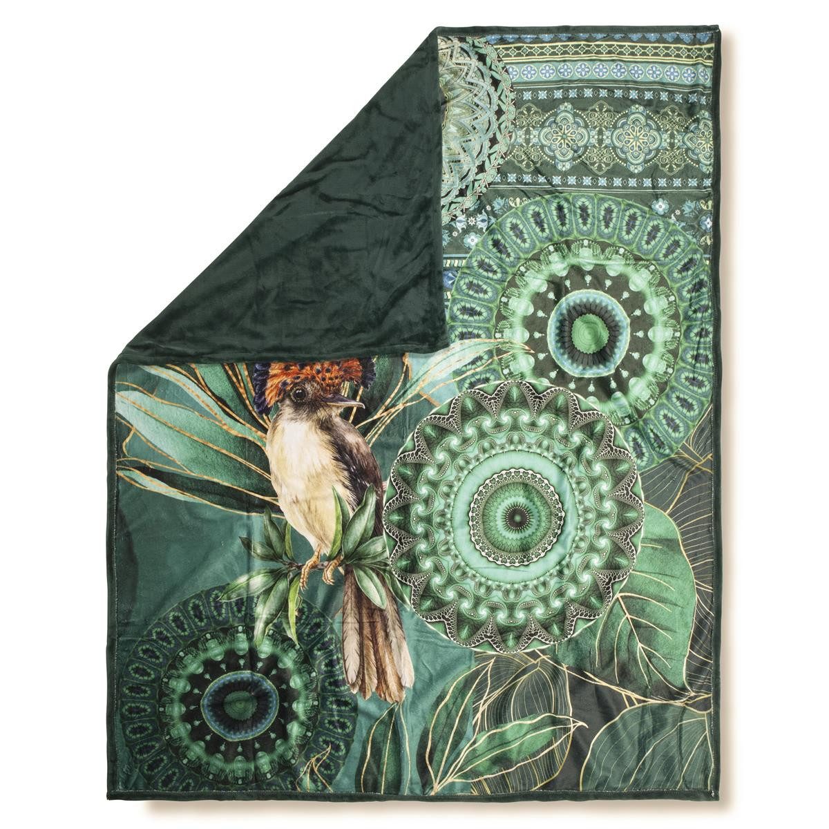 hip Tagesdecke Polyvelvet Kuscheldecke 130 X 160 cm Damali bunt mandalas, leaves and, Tagesdecke Kuscheldecke Schmusedecke