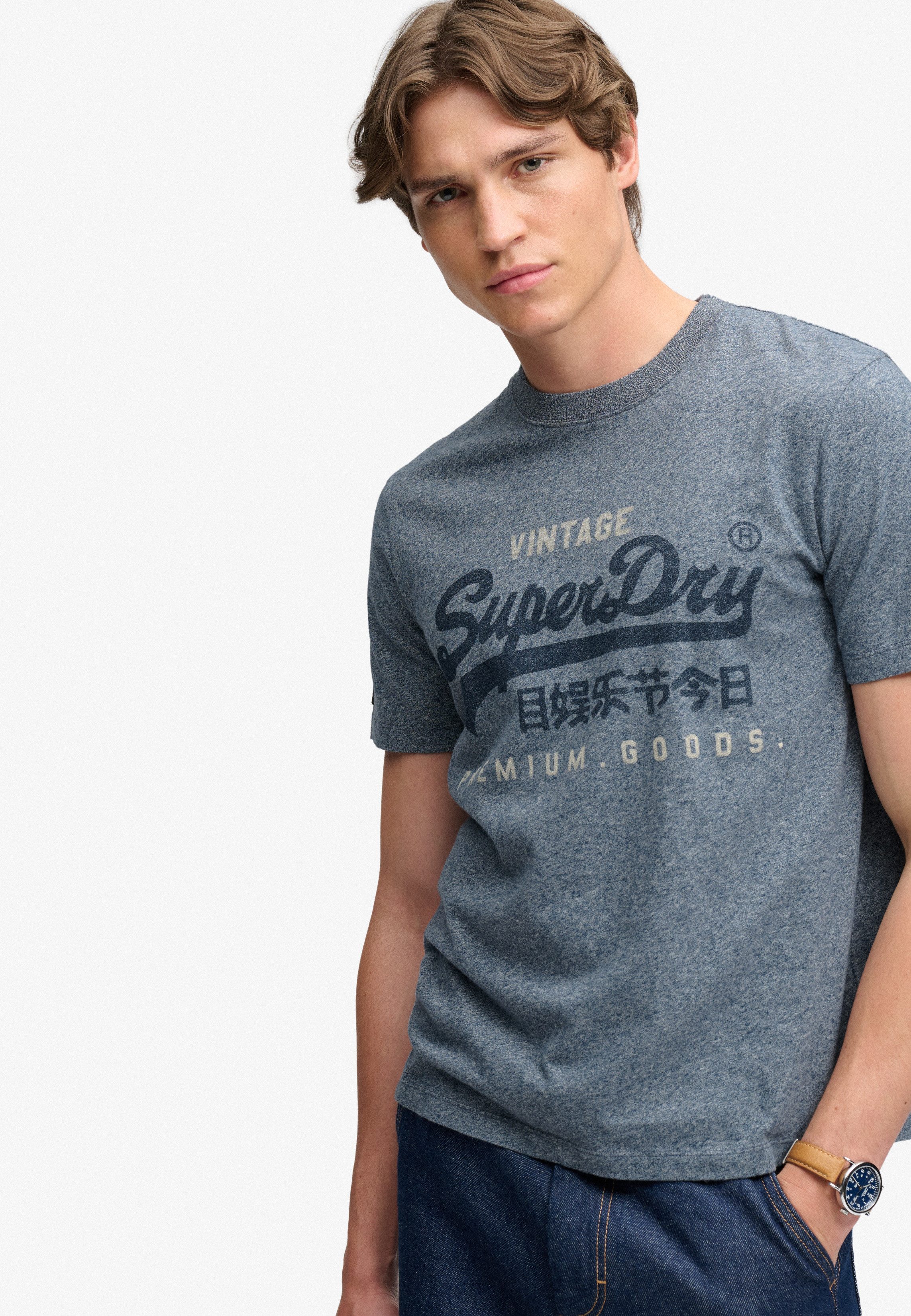 Superdry Rundhalsshirt VL HERITAGE RELAXED TEE Baumwolle, relaxed fit