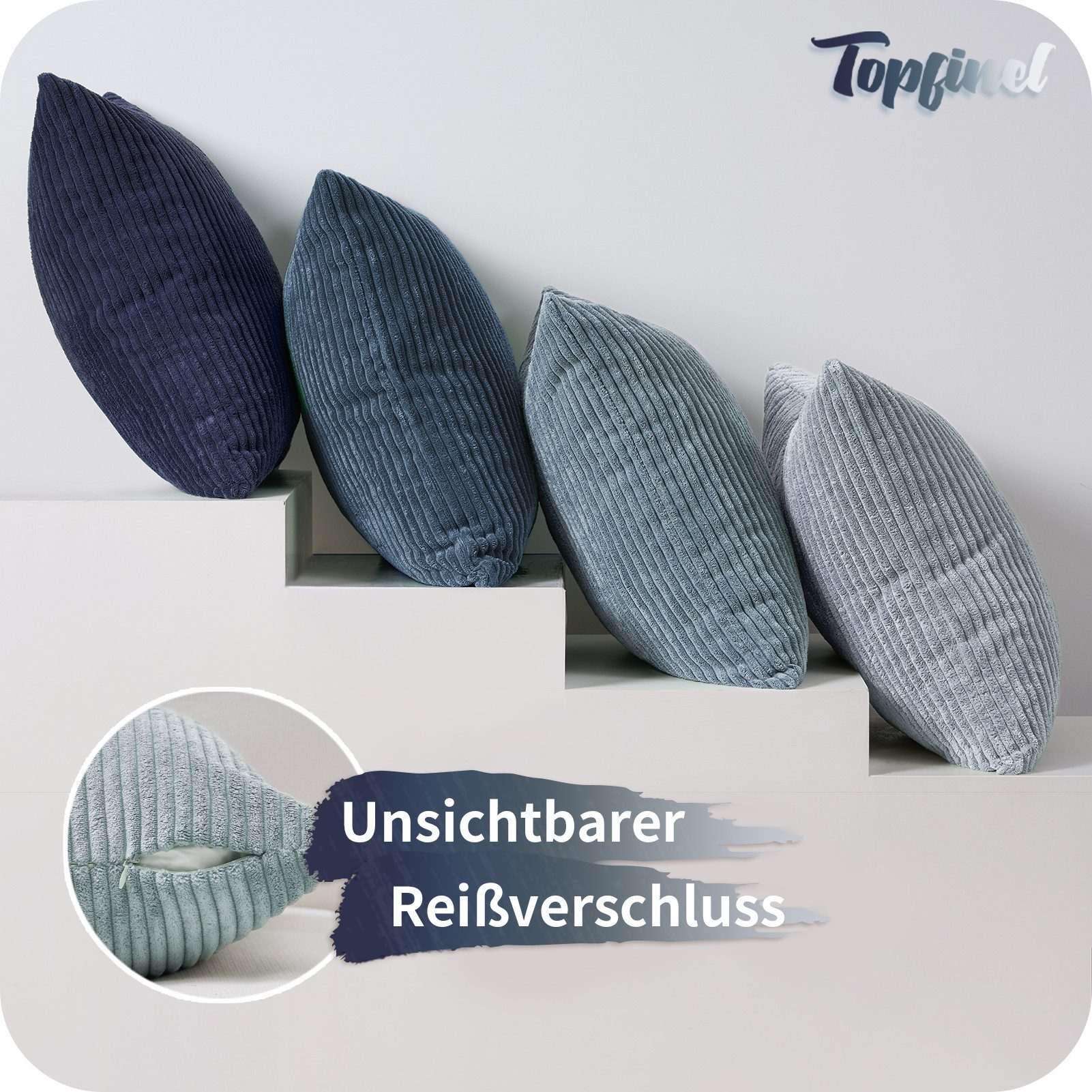 Topfinel Kissenbezüge 4er Set Kordsamt, flauschig Farbverlauf, Gestreift, k günstig online kaufen