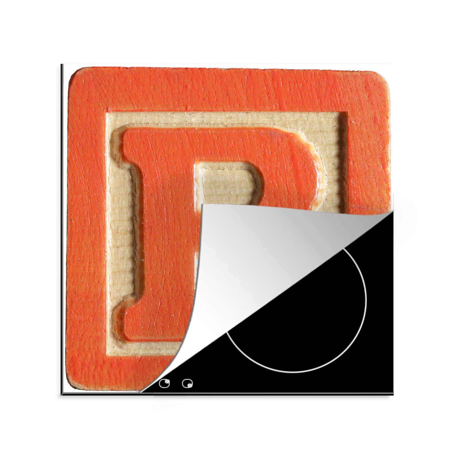 MuchoWow Herdblende-/Abdeckplatte Orangefarbener Buchstabe B, Vinyl, (1 tlg), 78x78 cm, Ceranfeldabdeckung, Arbeitsplatte für küche