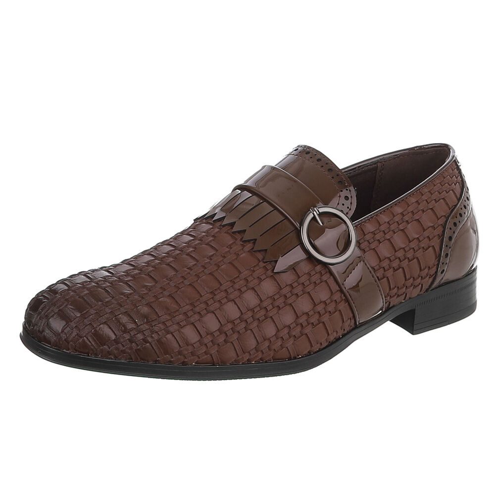 Coolwalk Herren Slipper mit Flecht-Optik und Schnalle Slipper (91917881) Blockabsatz Slipper in Braun