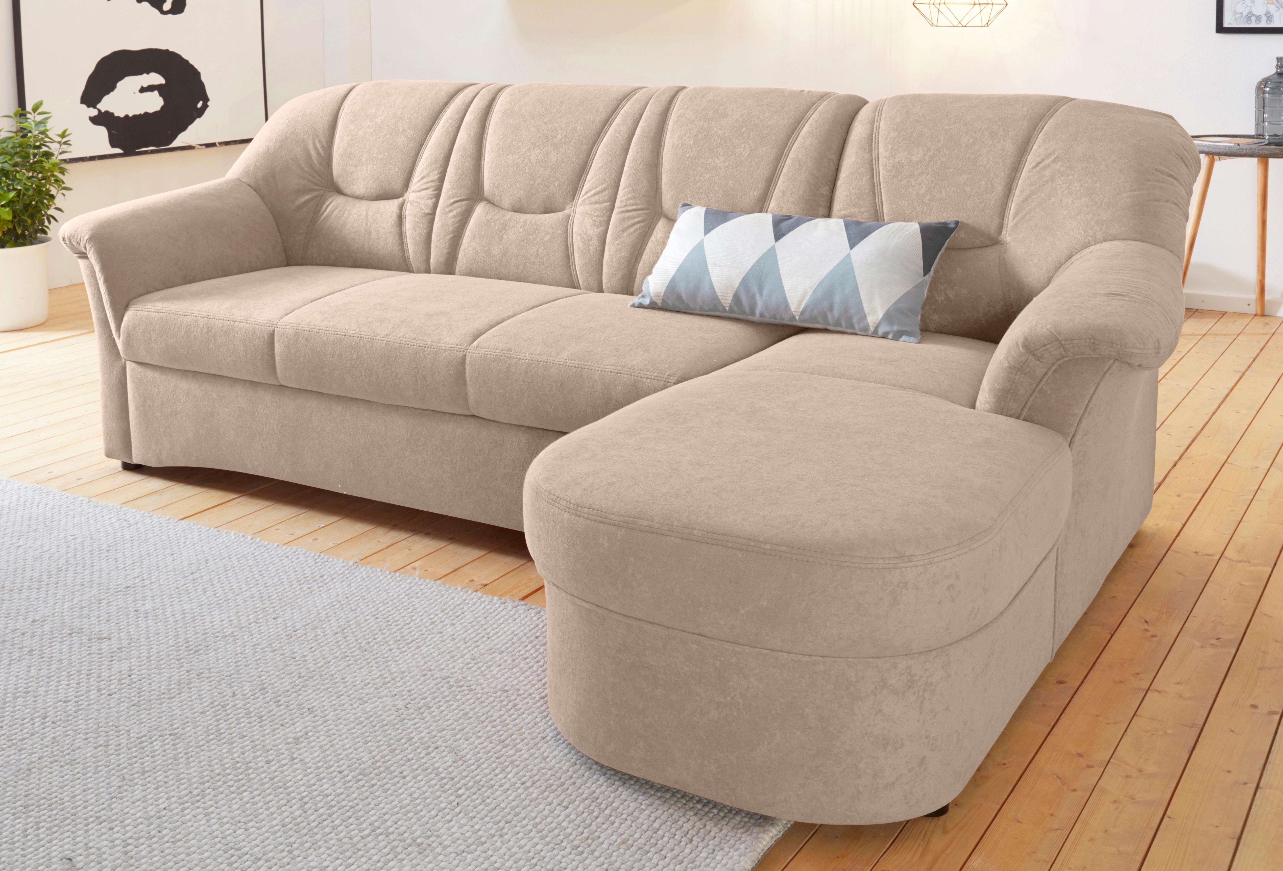 DOMO collection Ecksofa SARAFINA 232x146 cm, auch mit Federkern für noch mehr Sitzkomfort!, whlw. mit Bettfunktion, L-Form
