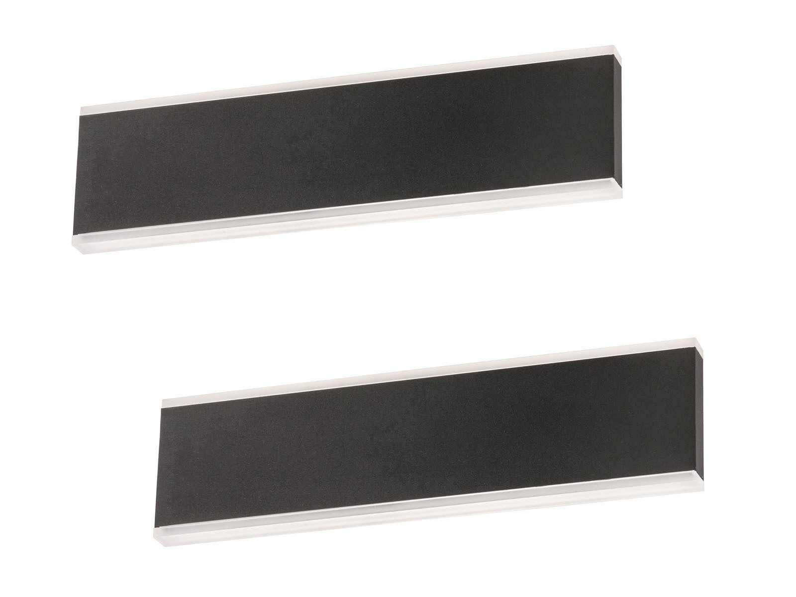 FISCHER & HONSEL LED Wandleuchte, LED fest integriert, Warmweiß, 2er SET Schwarz flach für indirekte-s Licht & Wand-Beleuchtung innen