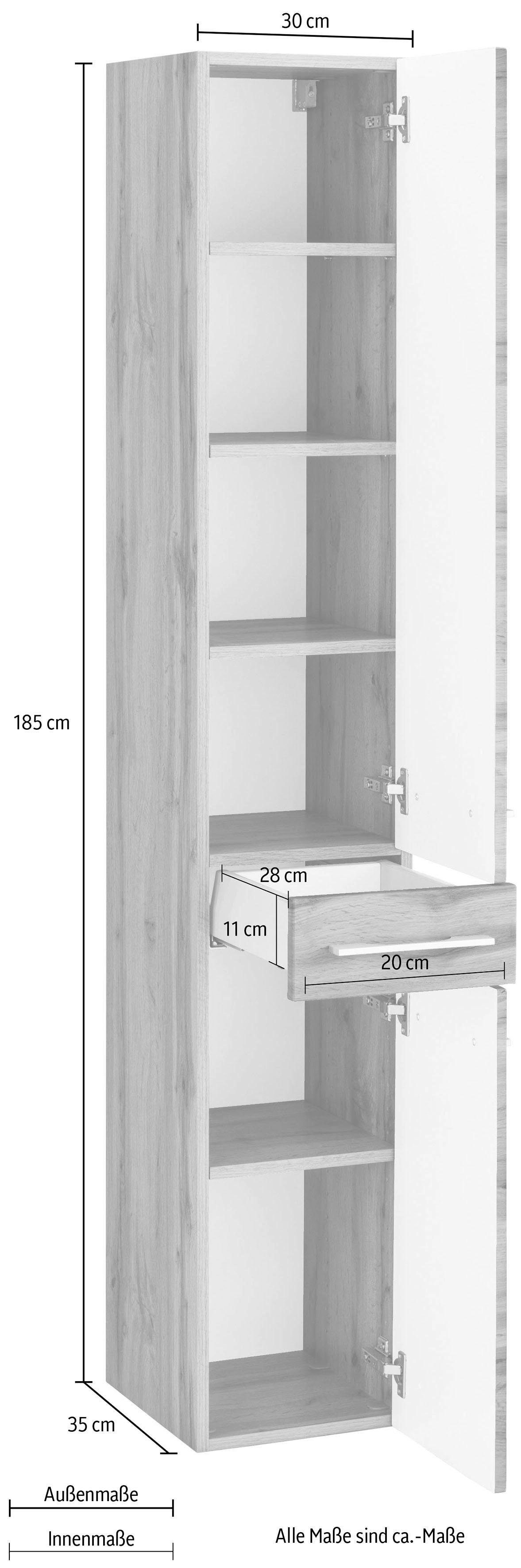 HELD MÖBEL Hochschrank Soria eichefarben/eichefarben