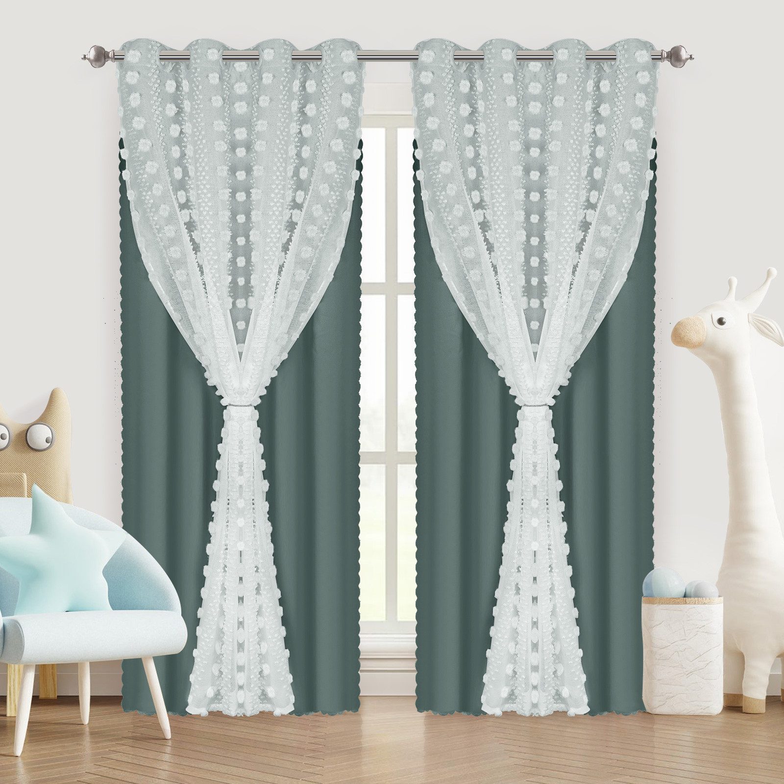 Sunicol Gardine Verdunklungsvorhänge Kinderzimmer, Doppellagiger Vorhang mi günstig online kaufen