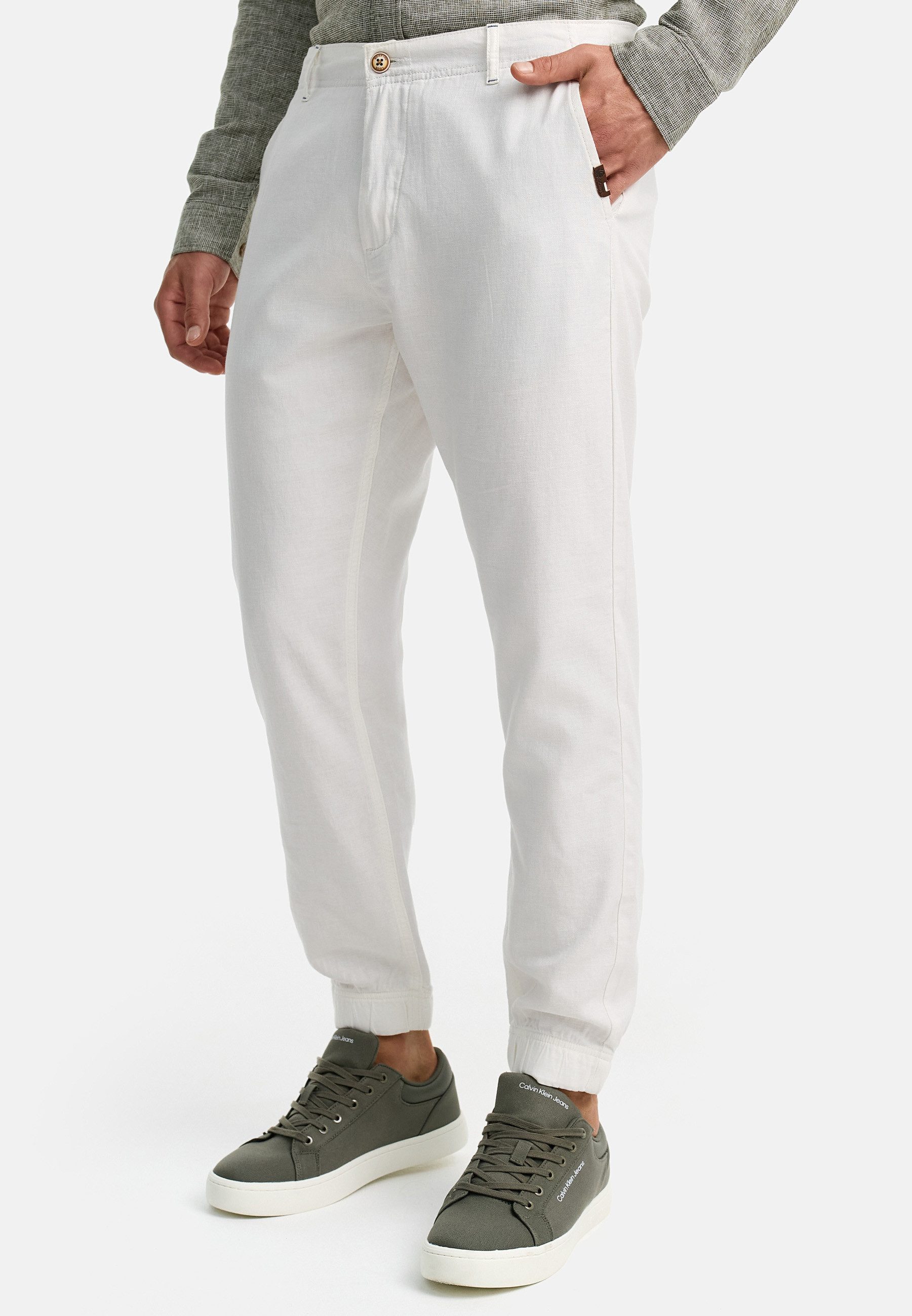 Indicode Leinenhose Herren Blnda Sommerhose Leinen Herrenhose samt dekorativem Gürtel aus Kordeln