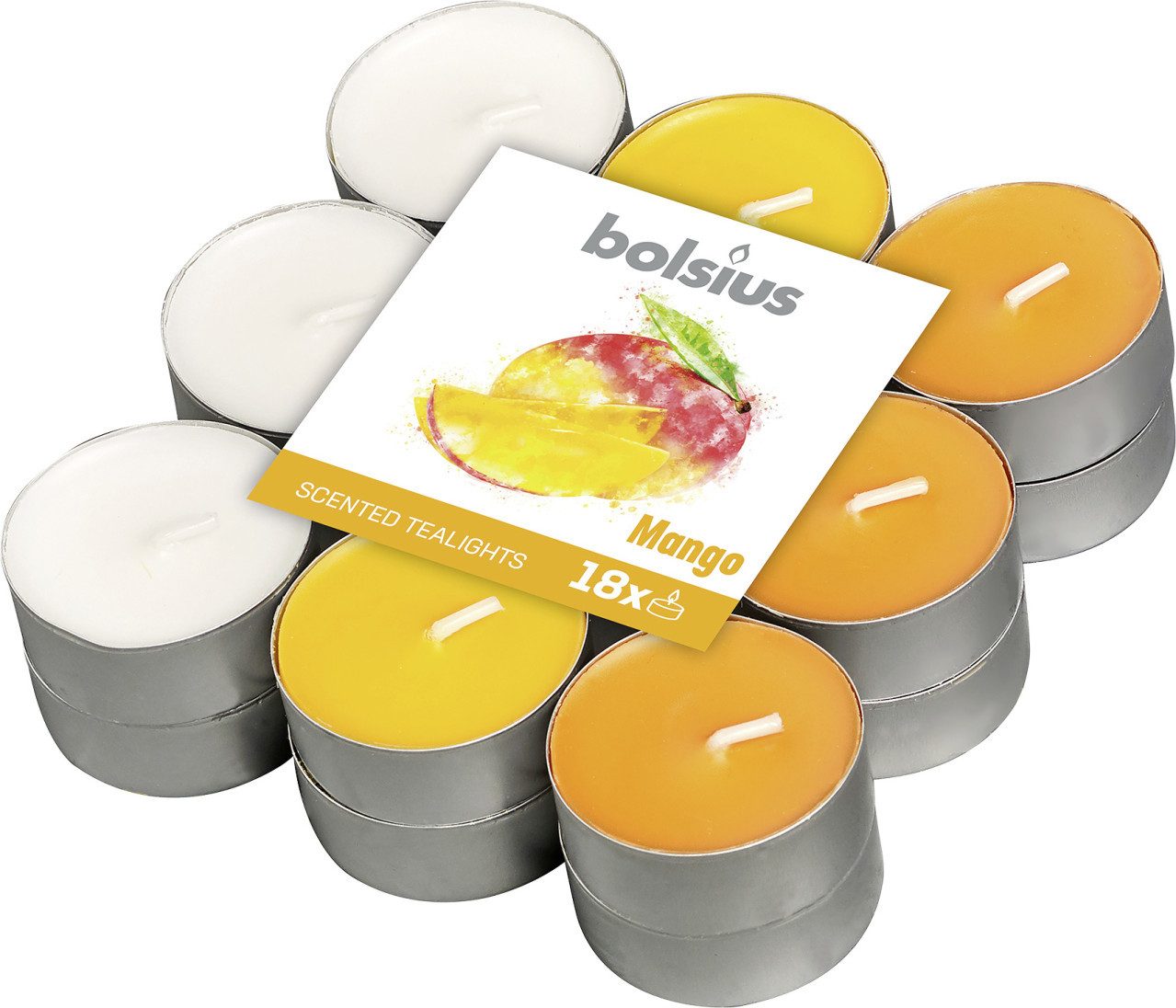 Bolsius Teelicht Bolsius Duftteelichter Mango Ø 3,8 cm, 18er Pack