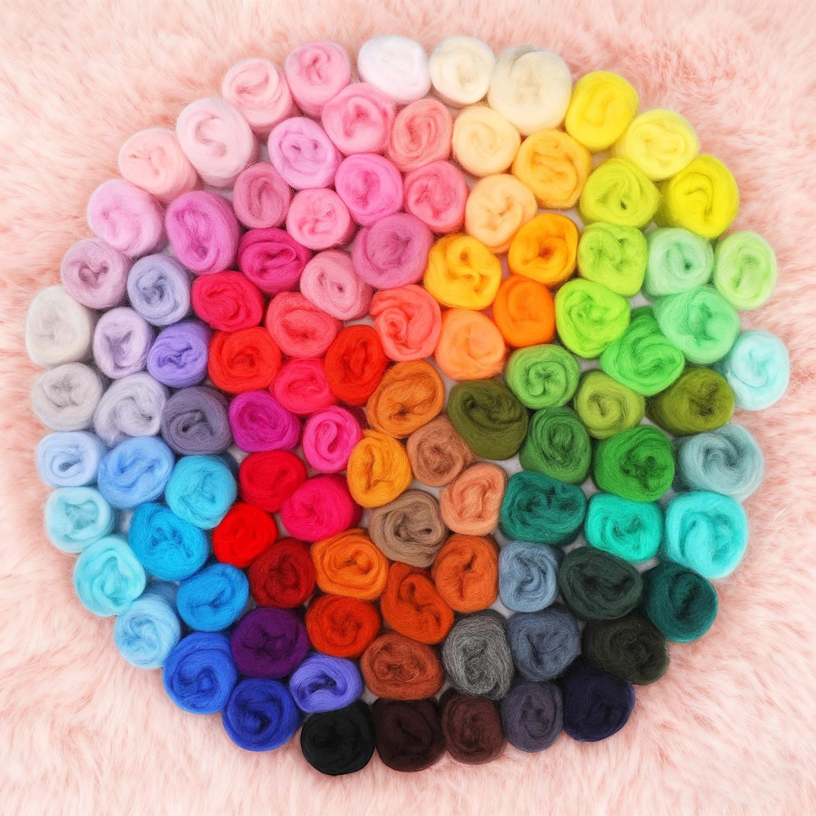 REDOM Kreativset Wollfilz Set 100 Farben Nadelfilzset Bastelfilz, (Umfangreiches Set für Filzkunst Dekorationen und weitere DIY-Projekte, 100-tlg., Einzelverpackung mit starker Haftkraft für präzise Handarbeiten), Perfekt für kreative Projekte und Geschenkidee für Bastelbegeisterte