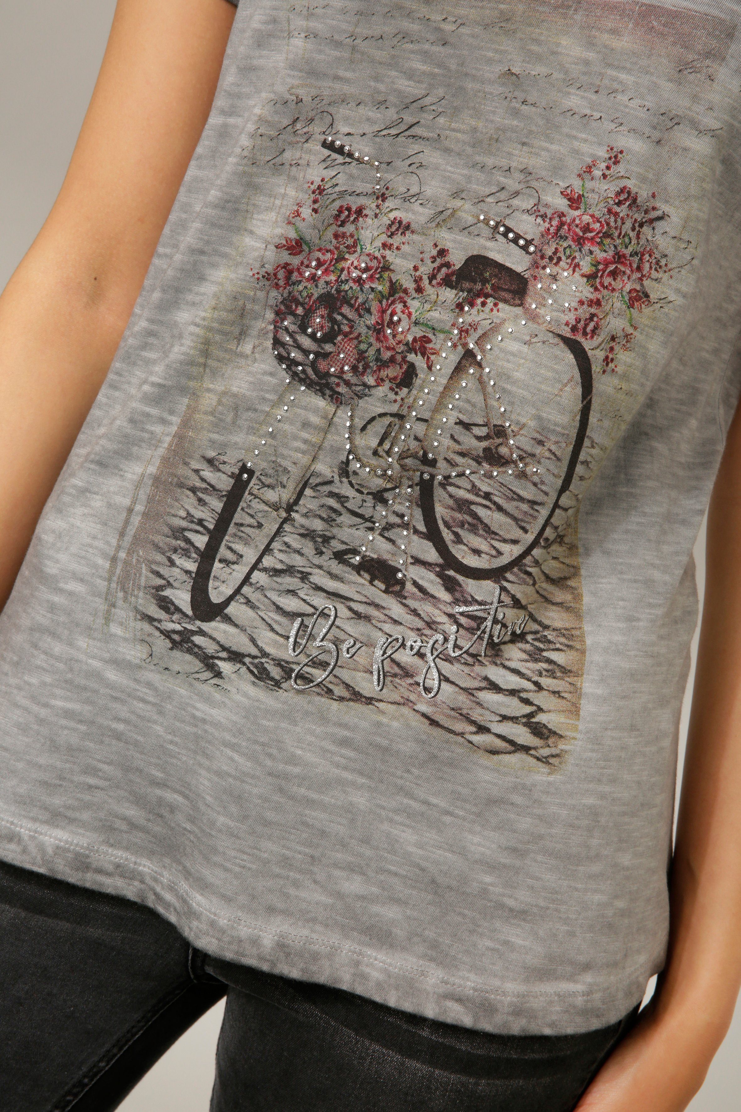 Aniston Frontdruck verzierter Glitzersteinchen mit CASUAL T-Shirt