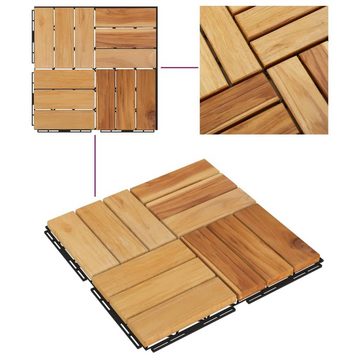 Teppichboden Terrassenfliesen 10 Stk. 30x30 cm Massivholz Teak, vidaXL