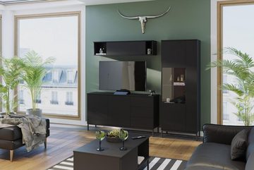 Beautysofa TV-Schrank Querty (modernes Sideboard für Wohnzimmer,mit Einlegeböden, weiße / schwarze / hikora) inklusive 1x Tür mit Push-to-Open-Methode