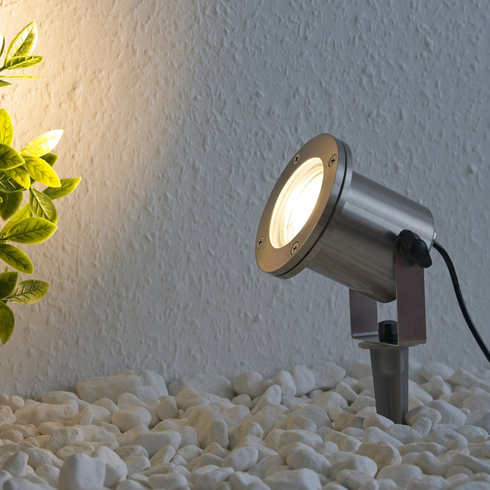 VBLED LED Gartenstrahler LED-Teichstrahler aus Edelstahl IP68 mit MR16 Leuchtmittel 5W, 12V, LED wechselbar, Warmweiß