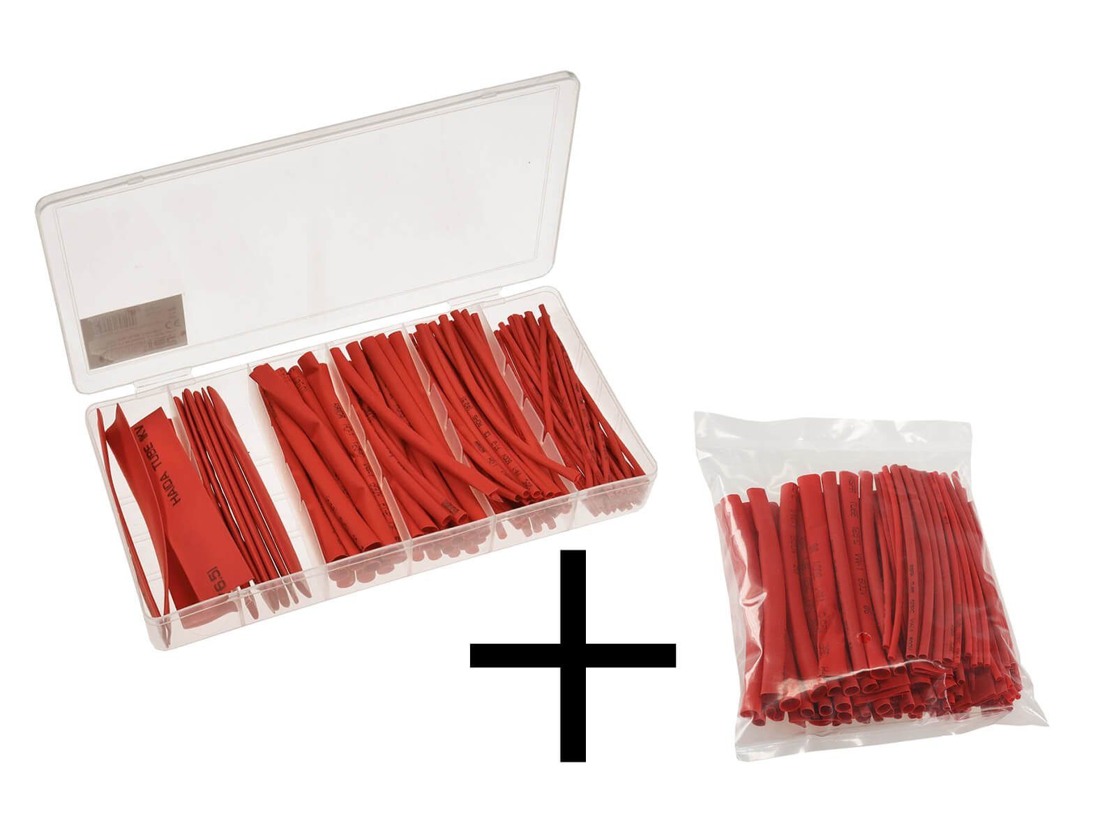 Nachfüller teilig Set mit Schrumpfschlauch rot in 200 Wärmeschrumpfschlauch Box