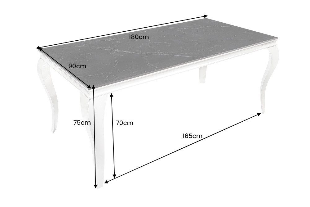 riess-ambiente Esstisch MODERN BAROCK 180cm schwarz / anthrazit / silber (Einzelartikel, 1-St)