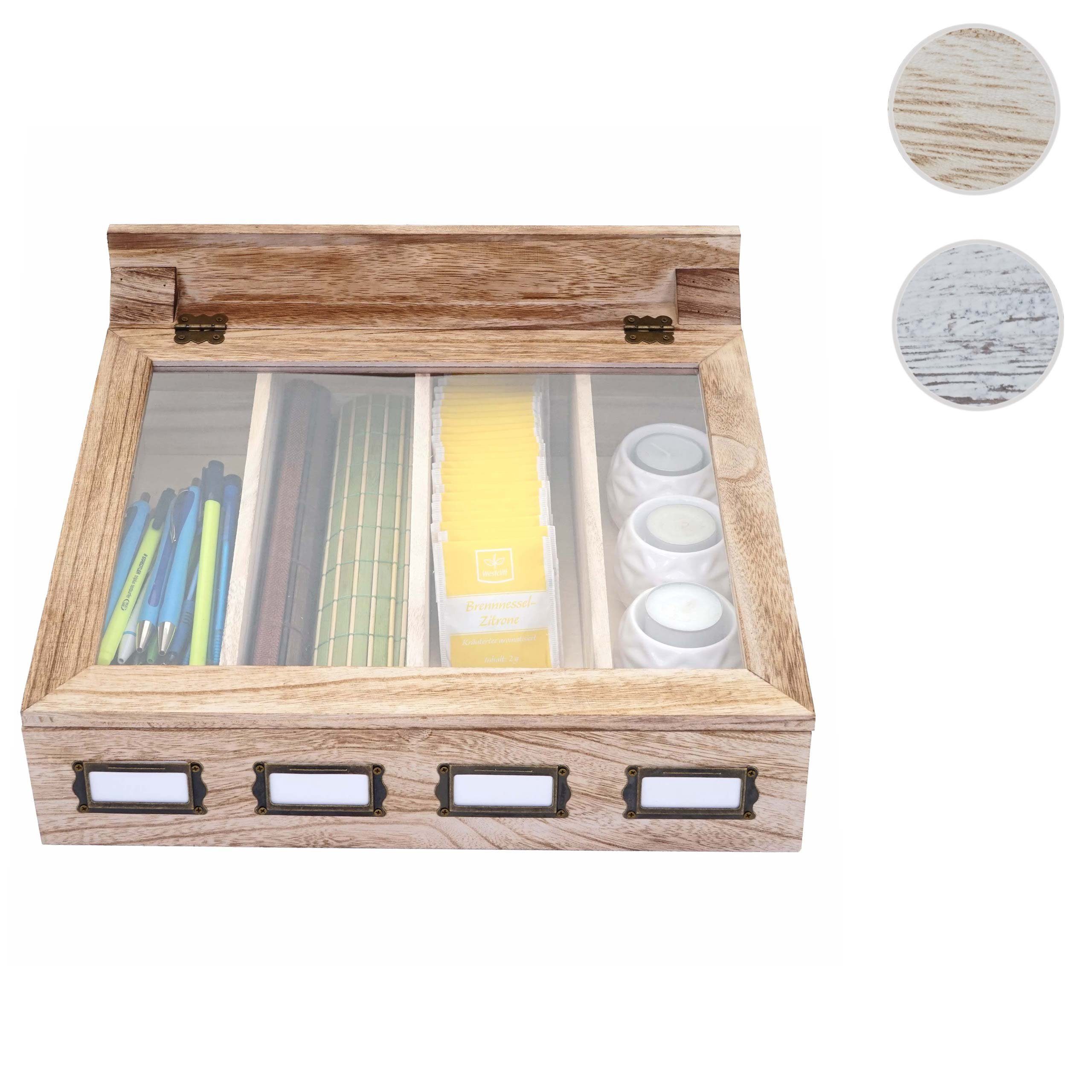 MCW Aufbewahrungsbox MCW-C25-b, Integriertes Sichtfenster, 4 Fächer, Mit Etikettenhaltern