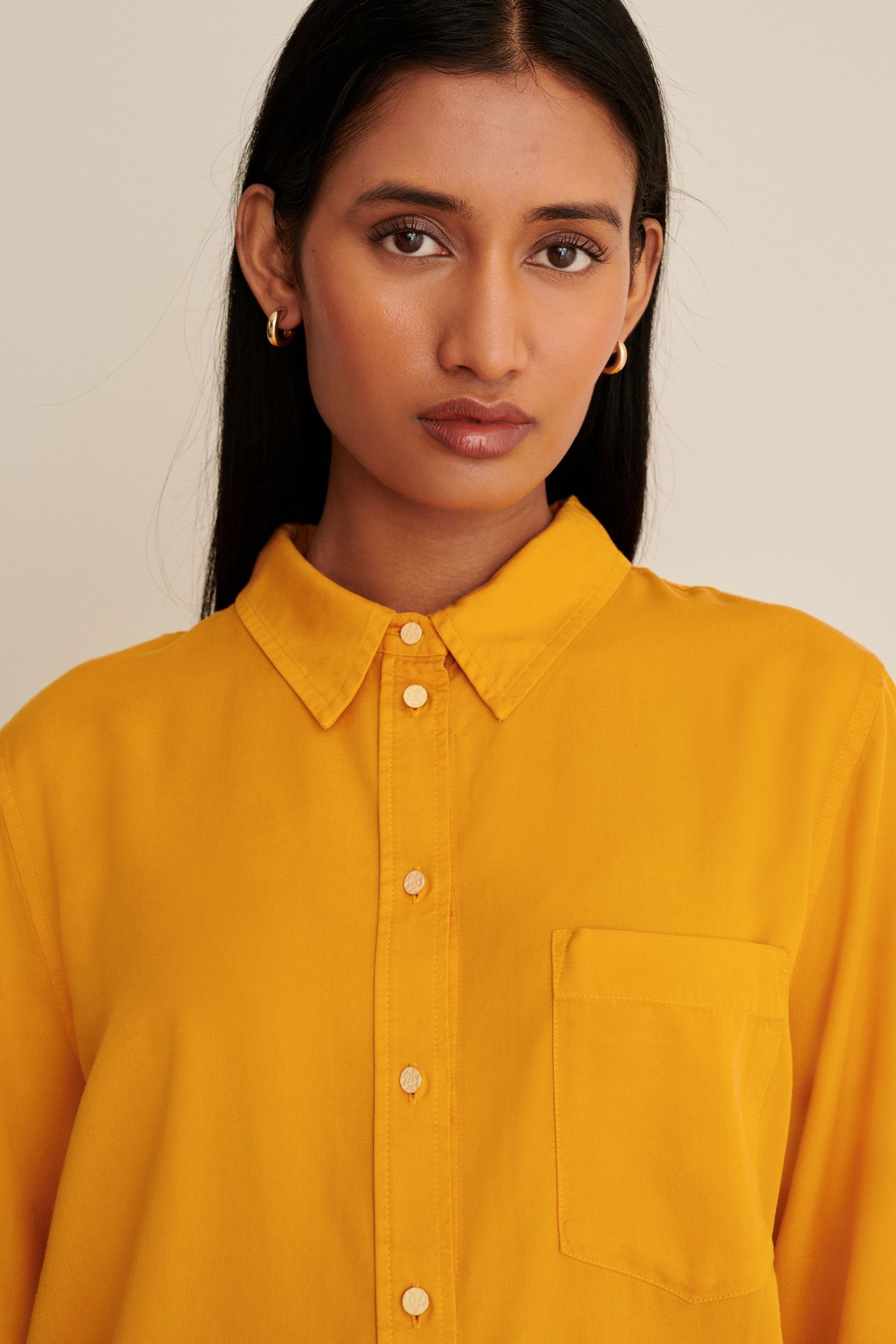 Next Langarmbluse Besonders Lyocell-Bluse (1-tlg) Ochre weiche Yellow