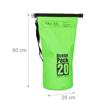 relaxdays Packsack Ocean Pack 20L wasserdicht, Grün