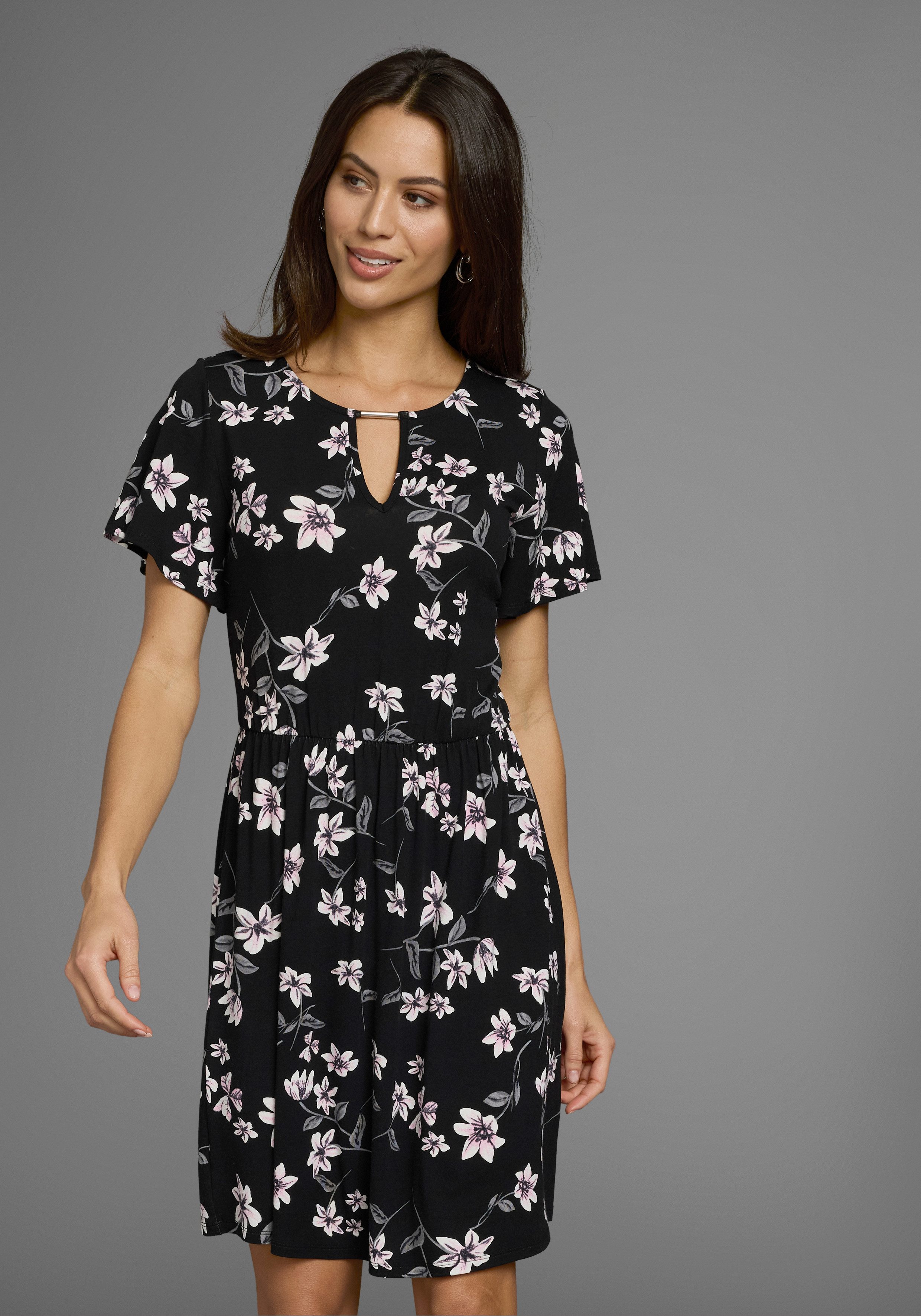Laura Scott Sommerkleid mit V-Auschnitt, Flügelärmeln günstig online kaufen