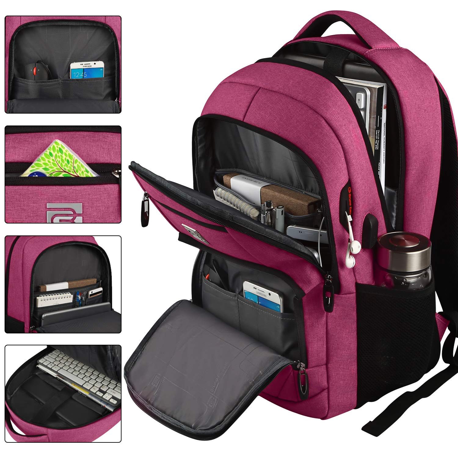 MODFU Laptoprucksack Laptop Rucksack Rucksäcke Schulrucksack Laptoptasche Wasserbeständig (Laptop Notebook Tasche Schule Uni Rucksack Freizeitrucksack, Anti-Diebstahl, Backpack mit Laptopfach, Sportrucksack, mit USB-Anschluss), Herren Damen Jungen Teenager Freizeit Arbeit Business Reisen