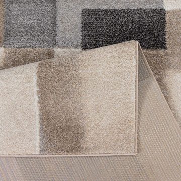 Teppich Moderner Designerteppich TC-Fashion 6114 Karos in grau, beige und blau, TaraCarpet, rechteckig, Höhe: 12 mm, Kurzflor Karos grau beige Wohnzimmer Schlafzimmer Kinderzimmer 080x140