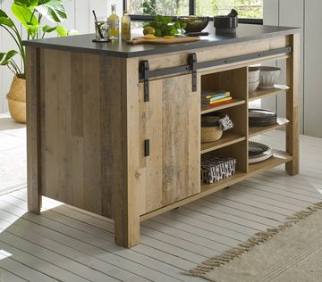 Furn.Design Küchenbuffet Stove (Küche in Used Wood Vintage, 6-St., Set 6-teilig) mit Schwebetüren und Soft-Close-Funktion