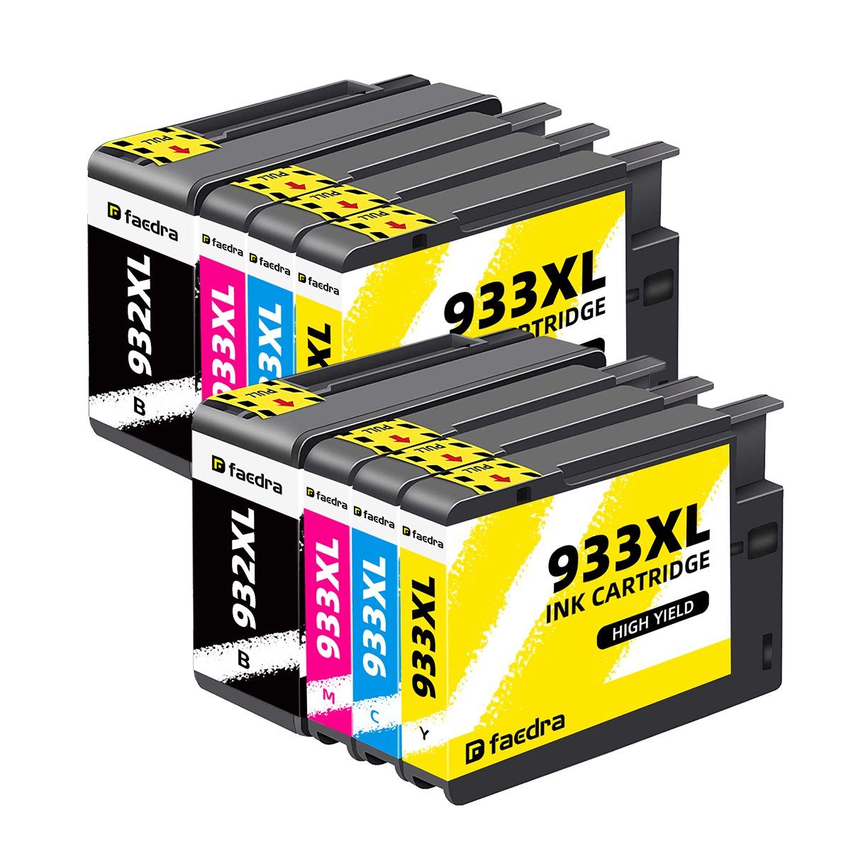 933XL 6600 6100 HP 7110 für CN053AE, Pack (Packung, 933 Tinte 8 XL XL HP 6700 HP Officejet Stück schwarz 932XL faedra Druckerpatrone Tintenpatrone magenta/cyan/Gelb) 932