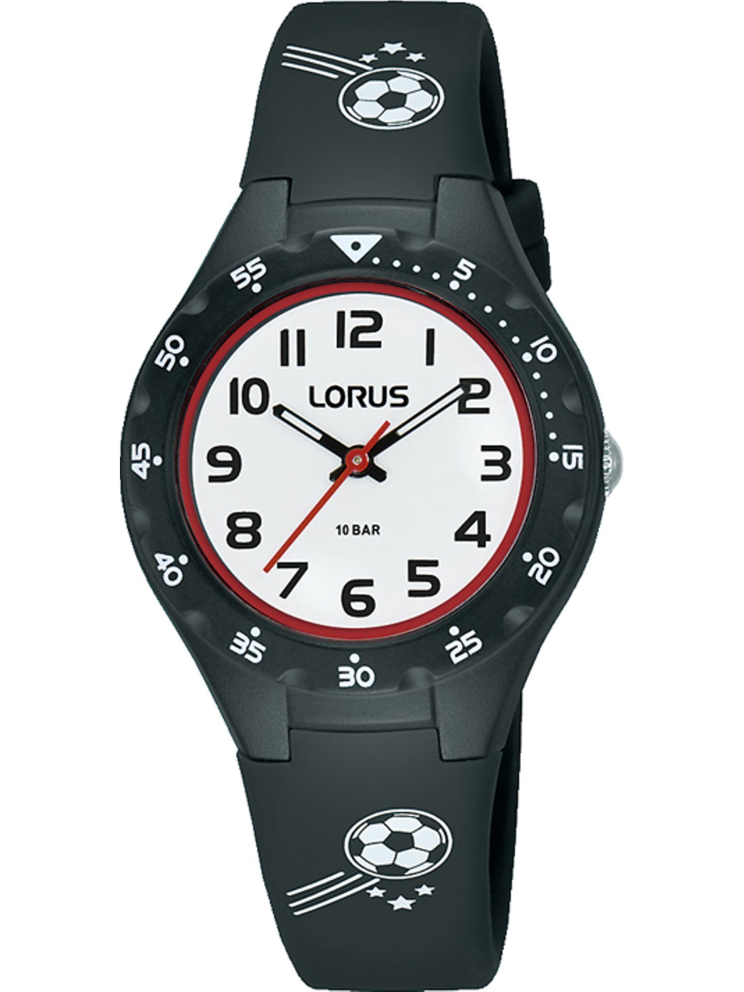 LORUS Quarzuhr Lorus Kids, RRX45GX9, Fußballuhr, mit Fußballmotiv, ideal  auch als Geschenk, Gehäusehöhe: 10 mm, Gehäusedurchmesser: 30 mm,  Bandlänge: 22 cm