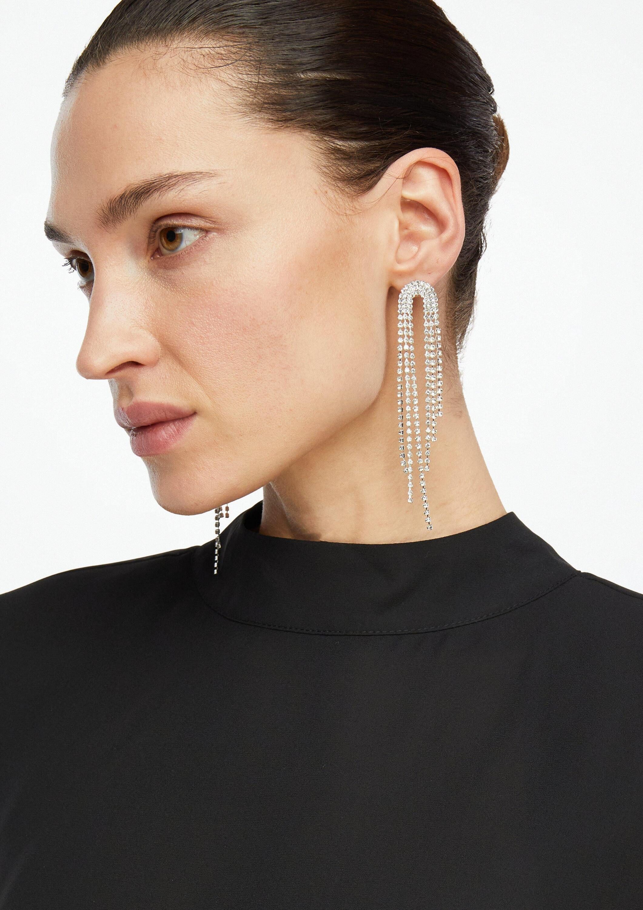 comma Paar Ohrstecker Mode Ohrringe, Lange Statement-Ohrringe mit Glitzersteinen