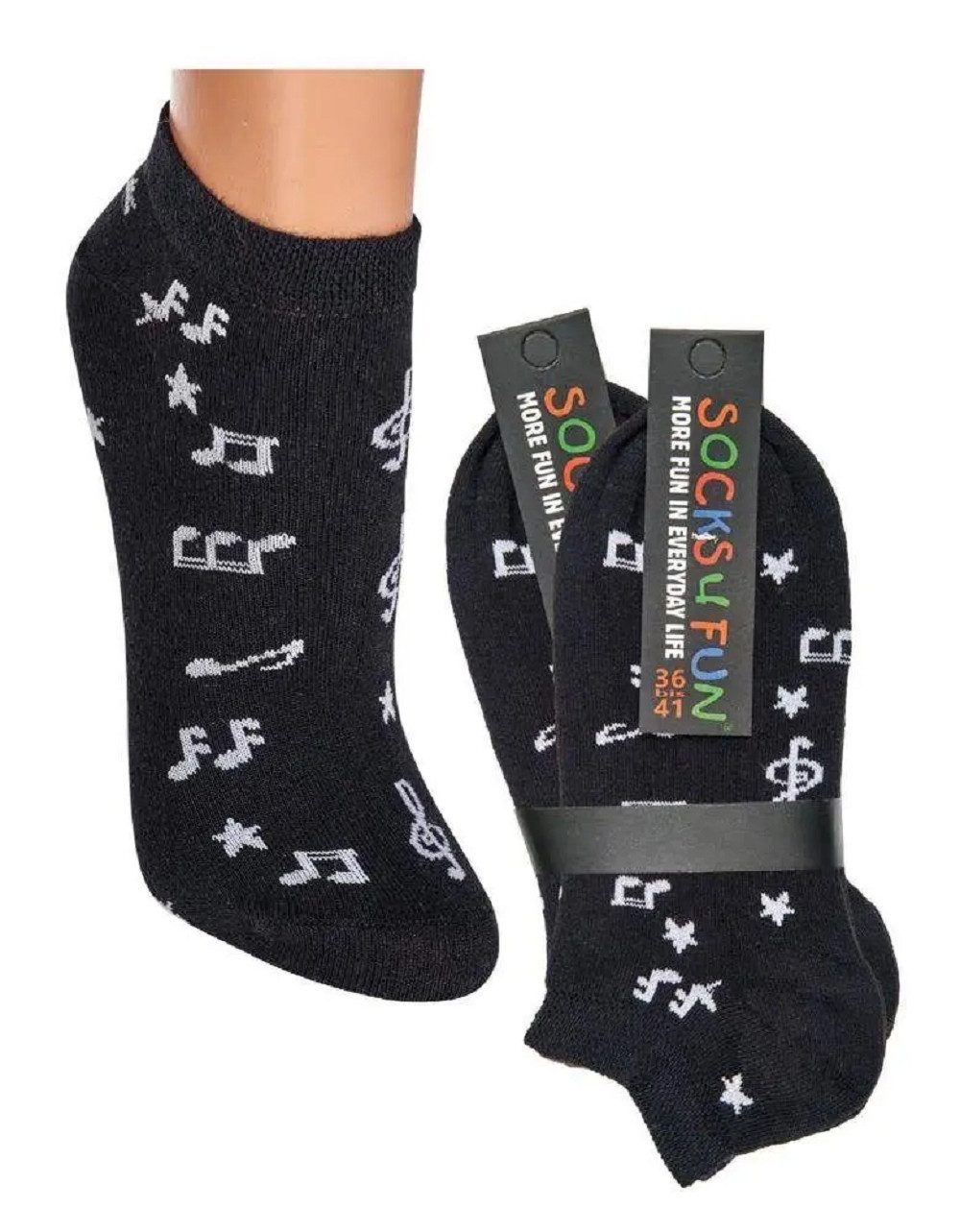 Socks 4 Fun Sneakersocken Sneaker Musik Socks 4 Fun (2-er Bündel, 2-Paar, 2 Paar) lustiges Design