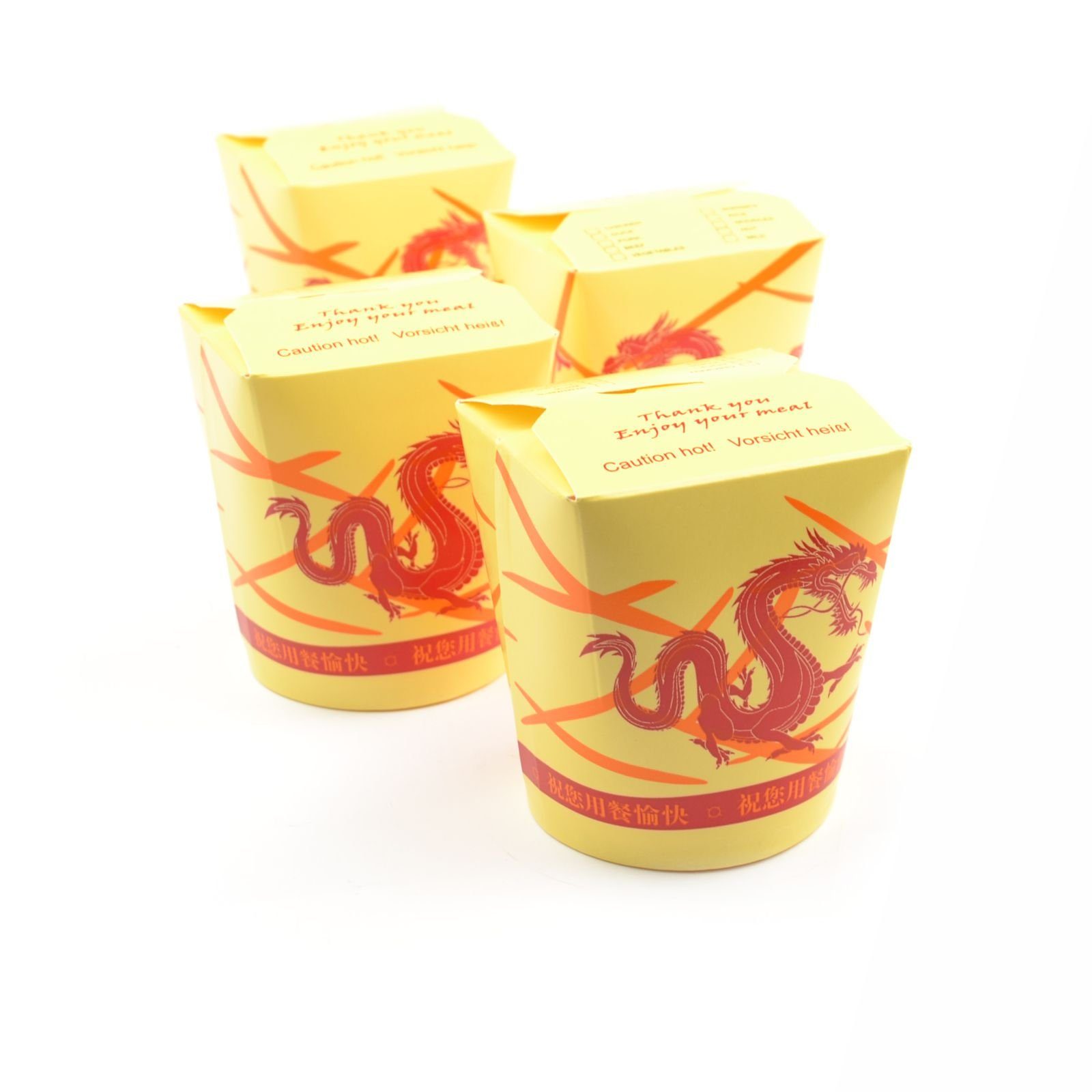 Einwegschale 500 Stück Asiaboxen mit Motiv "Dragon", 500 ml (16 OZ), Dönerboxen Faltbox Take Away Box Foodboxen Döner To Go Snackbox | Einwegschüsseln