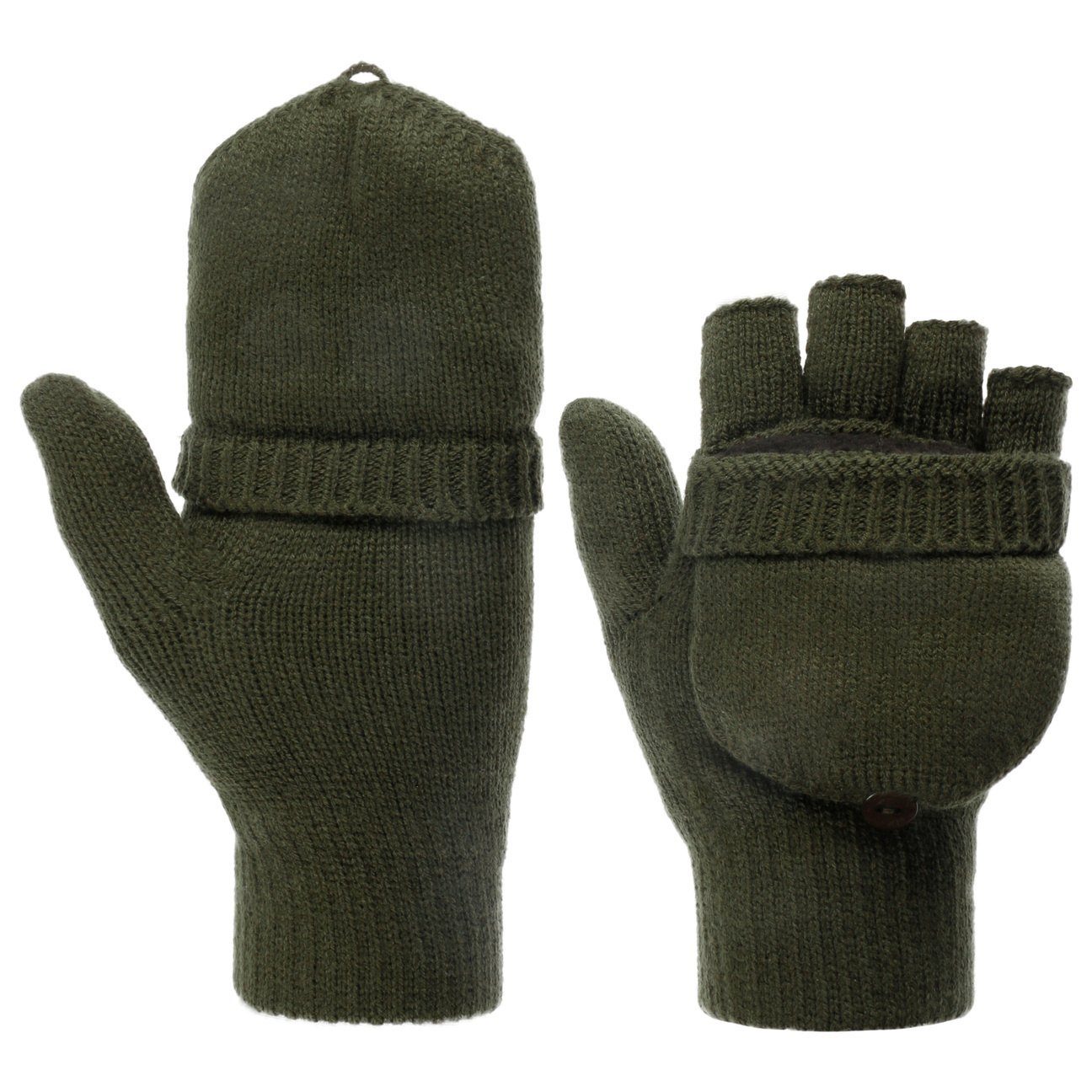Lipodo Strickhandschuhe fingerlose Handschuhe mit Futter oliv